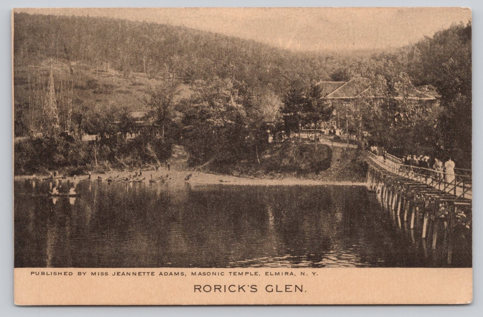 Rorick\'s Glen Elmira NY Postcard Early 1900s Scenic Bridge Lake View