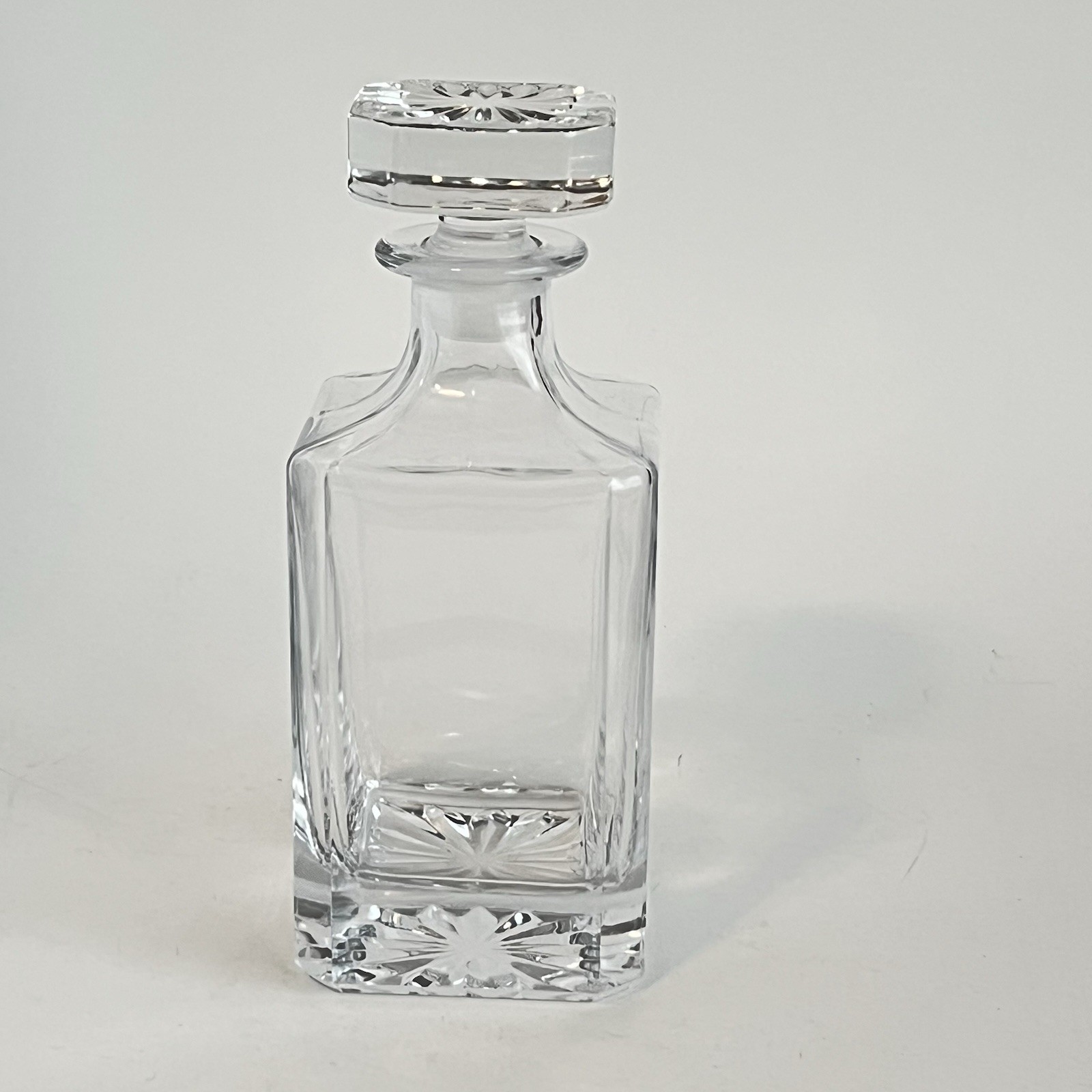 Vintage Heavy Square Glass Liquor Decanter With Stopper Excellent Condition
