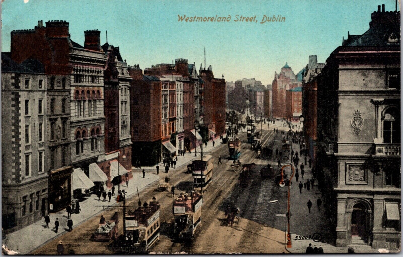 Postcard Westmoreland Street in Dublin, Ireland