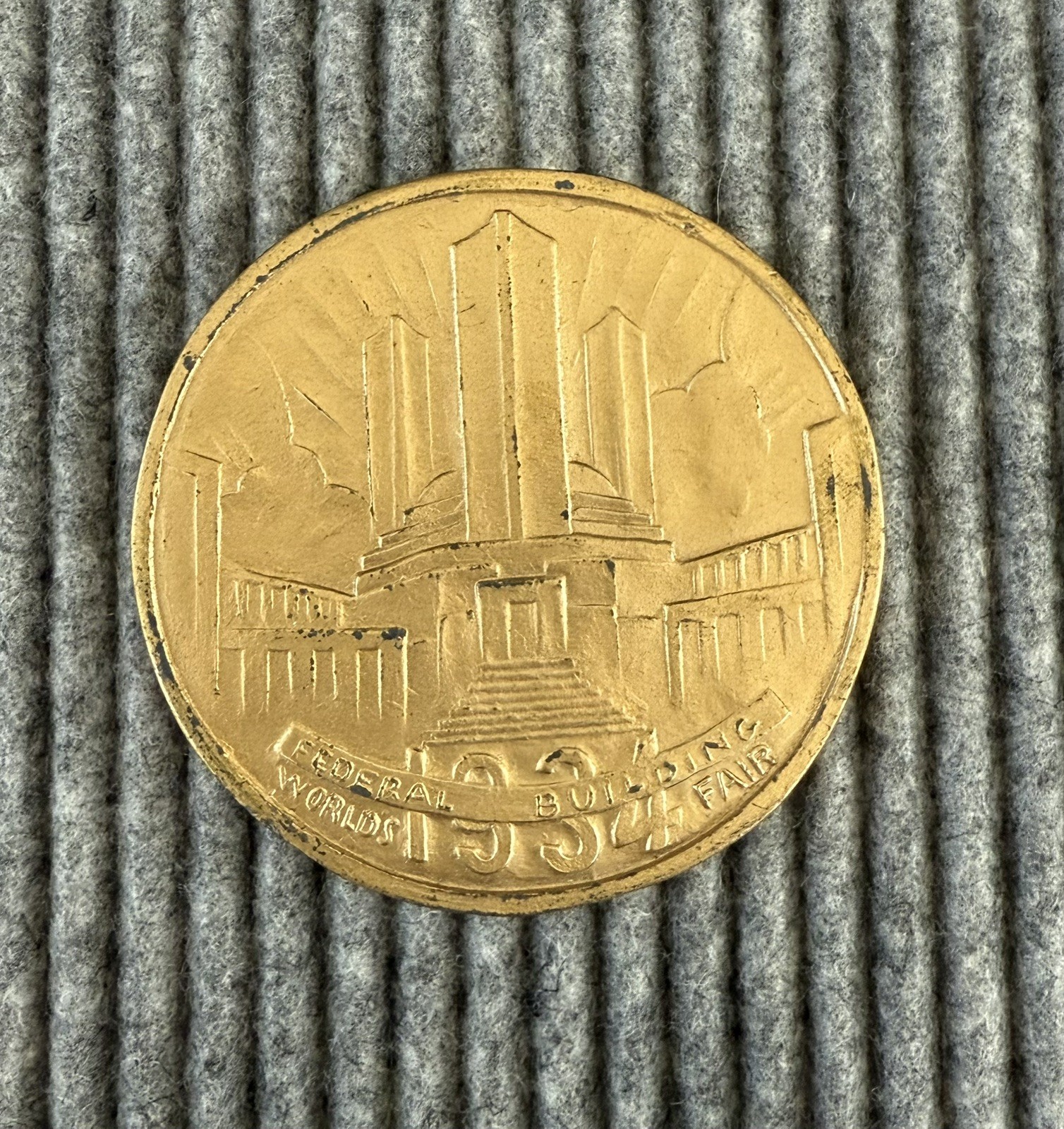 1934 Chicago Worlds Fair Century of Progress Walgreens Federal Bldg Gold Medal