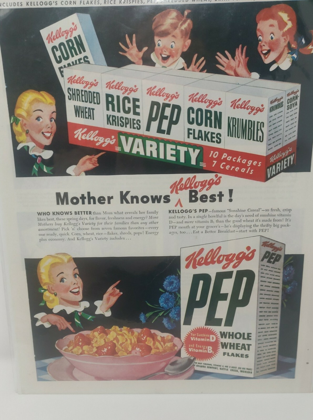 Vintage Antique Print Advertisement Ad 1948 Kellogg\'s Cereal