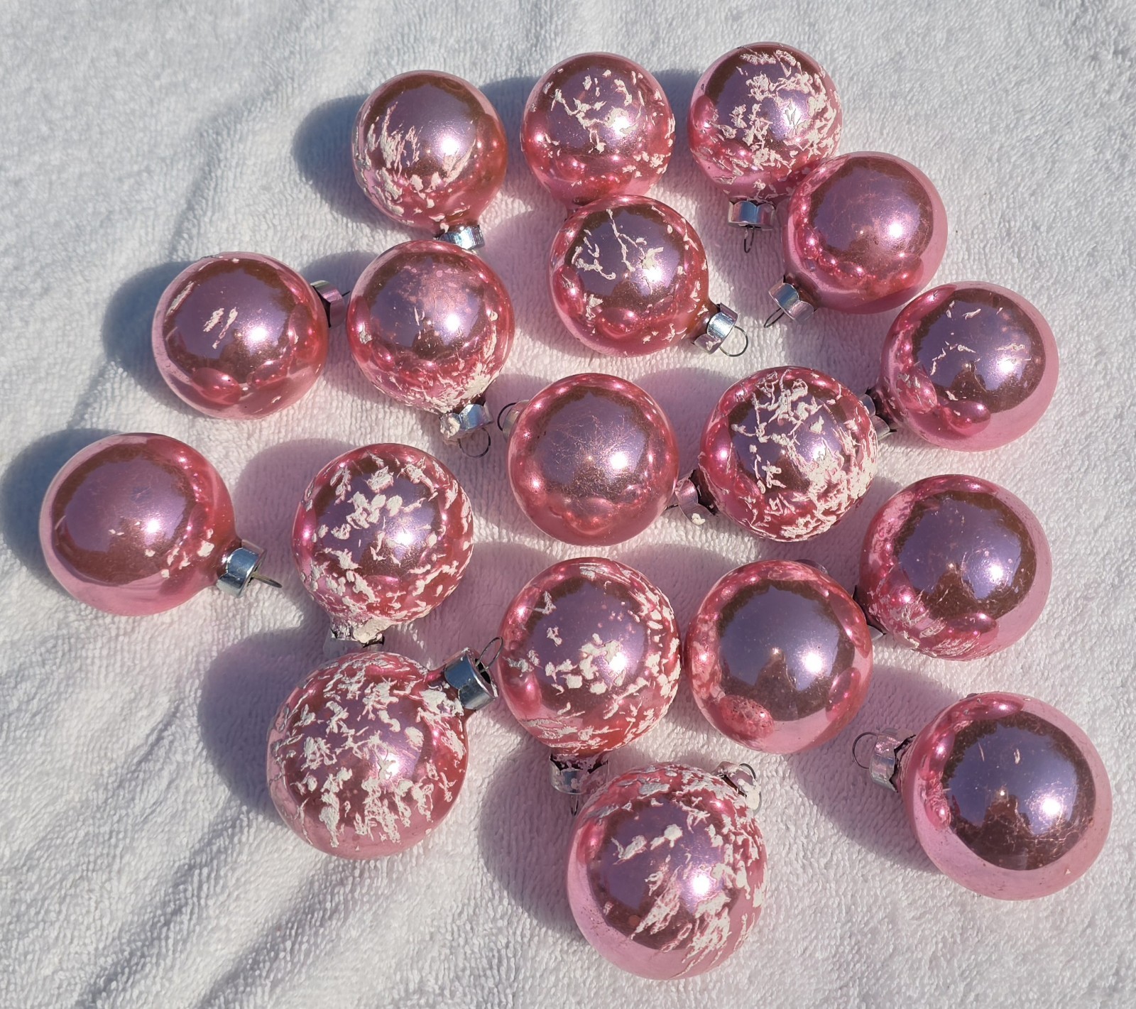 Vintage Pink George Franke Christmas Ornament 5 cent Cap 1.5in Lot Of 18 Rare