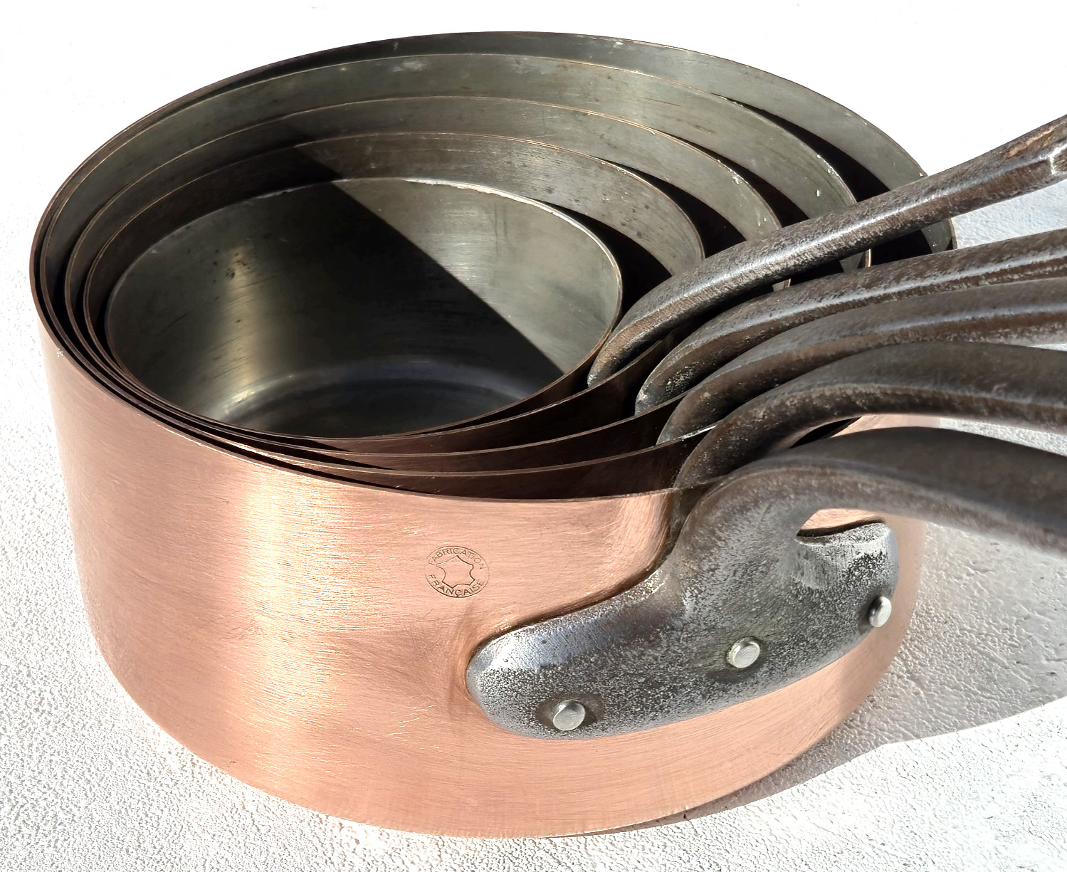 Vintage French Copper Saucepan Pan Set of 5 Made in France Tin Lining 9.3lbs