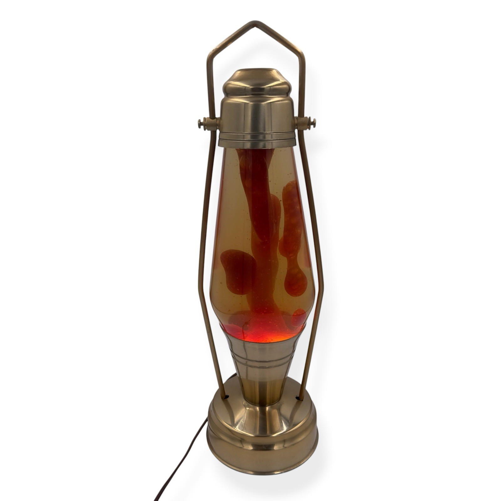 Vintage 1970\'s LANTERN Red LAVA LAMP Lava Lite Gold-Tone Coachlight Light