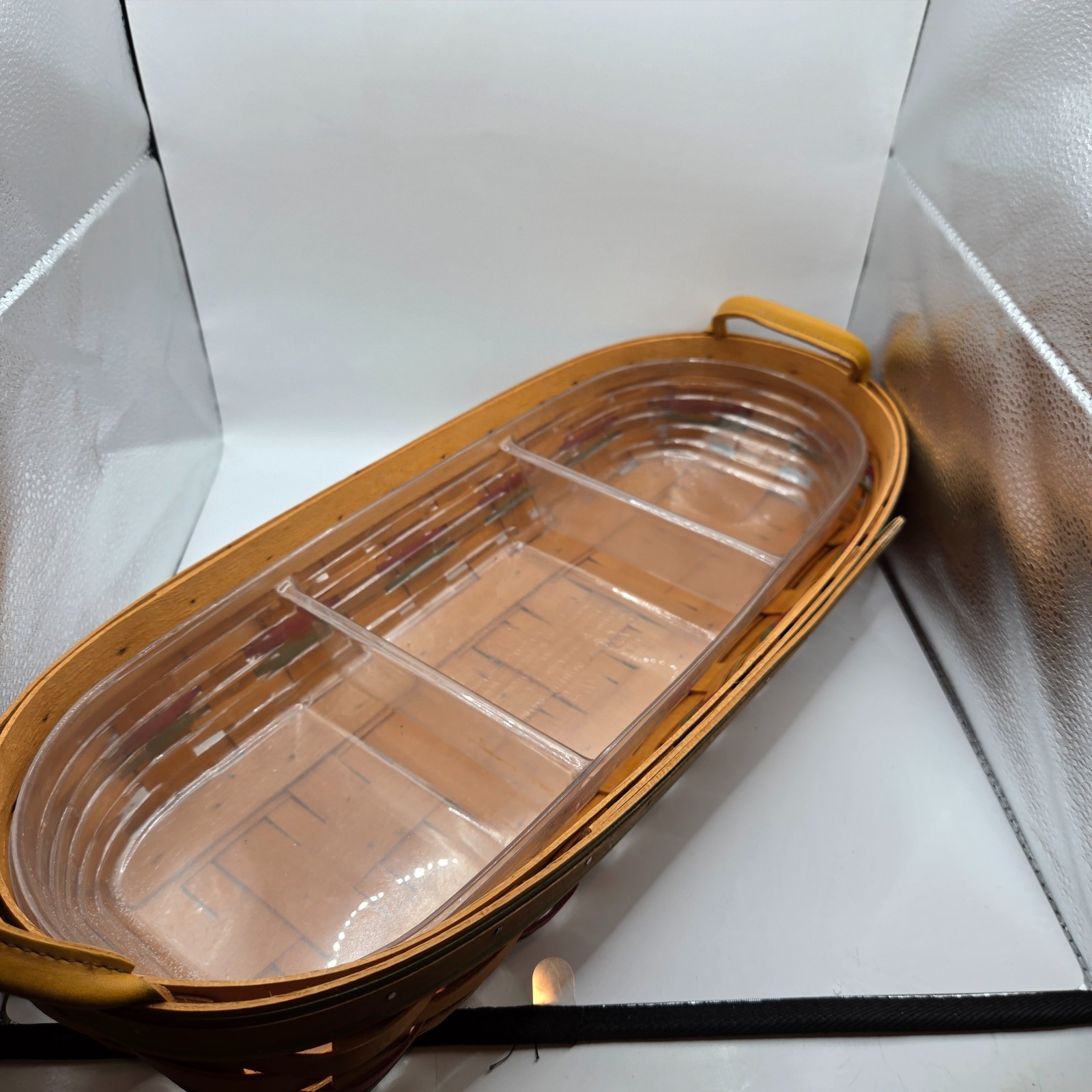Longaberger 2000 Century Celebration Basket w Clear Divided Protector USA 19''