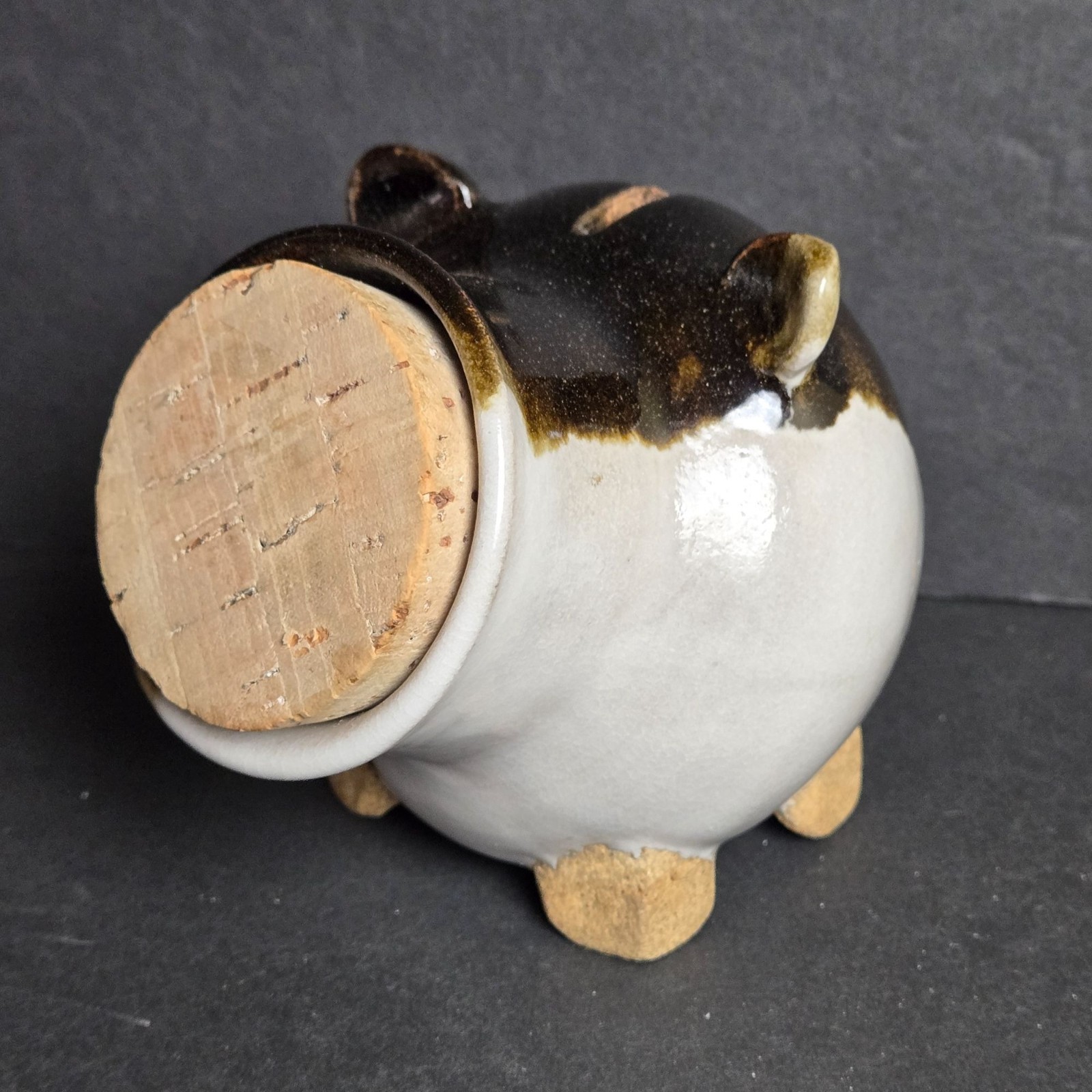 Handmade Signed Studio Pottery Stoneware Piggy Bank Cork Snout Pig Folk Rustic Handmade Signed Studio Pottery Stoneware Piggy Bank Cork Snout Pig Folk Rustic