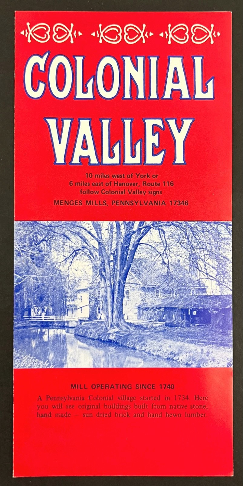 1970s Colonial Valley Village Menges Mills Pennsylvania Vintage Travel Brochure