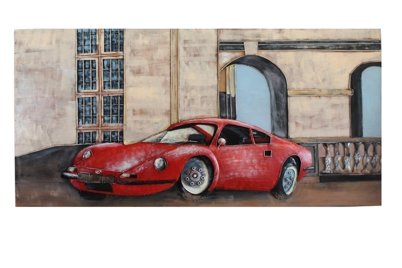 Ferrari Dino Inspired Red Sports Car 3D Metal Wall Art 79\