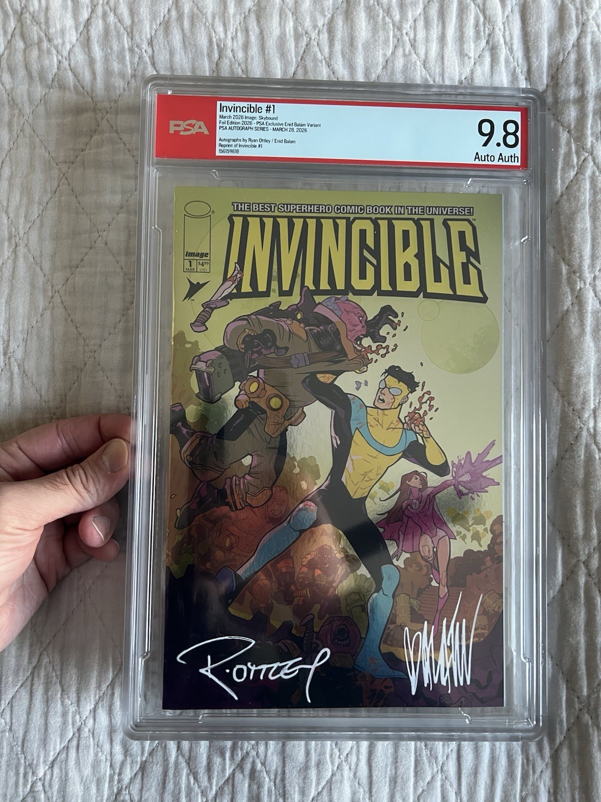 Invincible #1 Exclusive Foil Variant Signed And Graded 9.8 PSA Exclusive