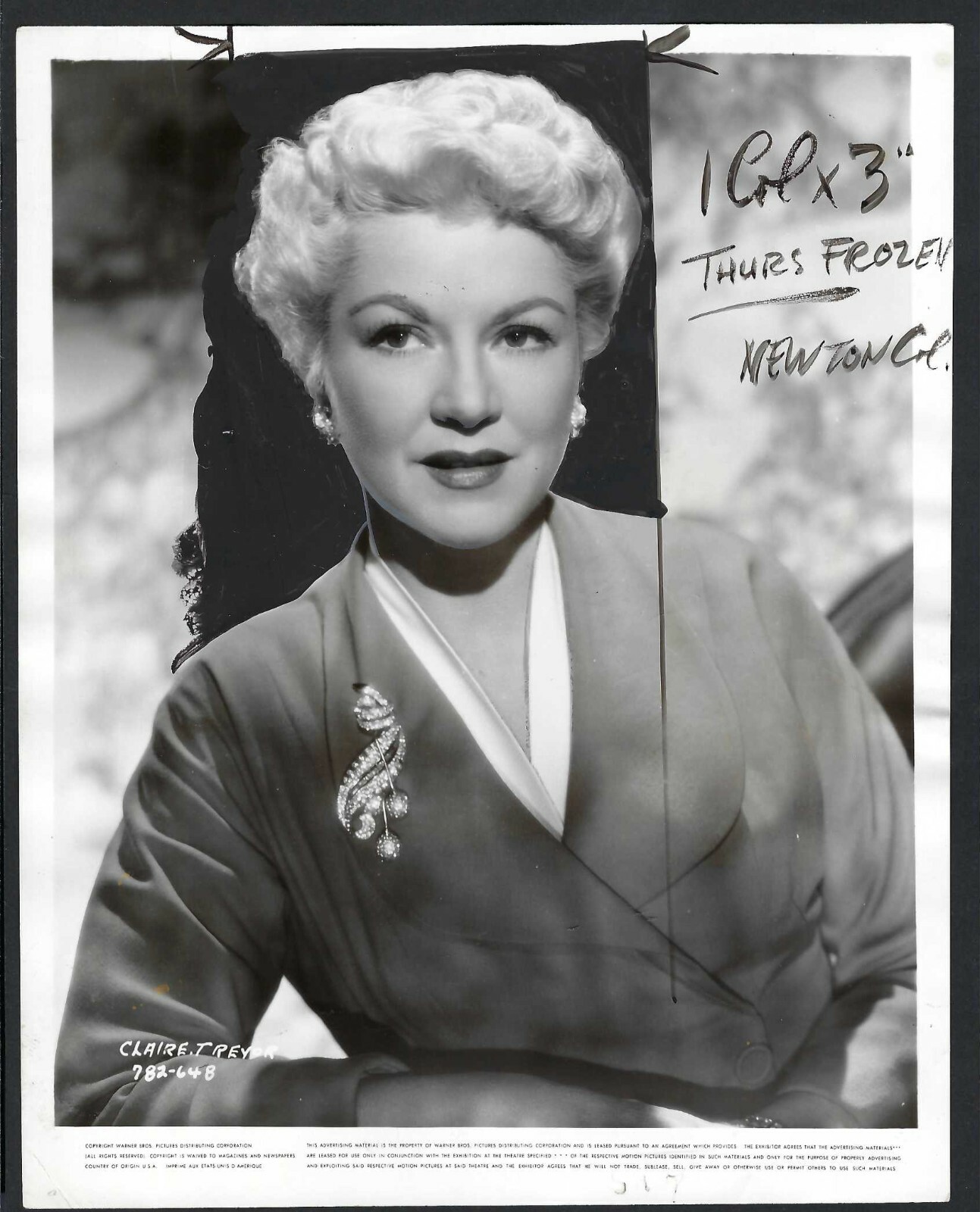 CLAIRE TREVOR VINTAGE ORIGINAL PHOTO HOLLYWOOD ACTRESS 1953 STUNNING PORTRAIT CLAIRE TREVOR VINTAGE ORIGINAL PHOTO HOLLYWOOD ACTRESS 1953 STUNNING PORTRAIT