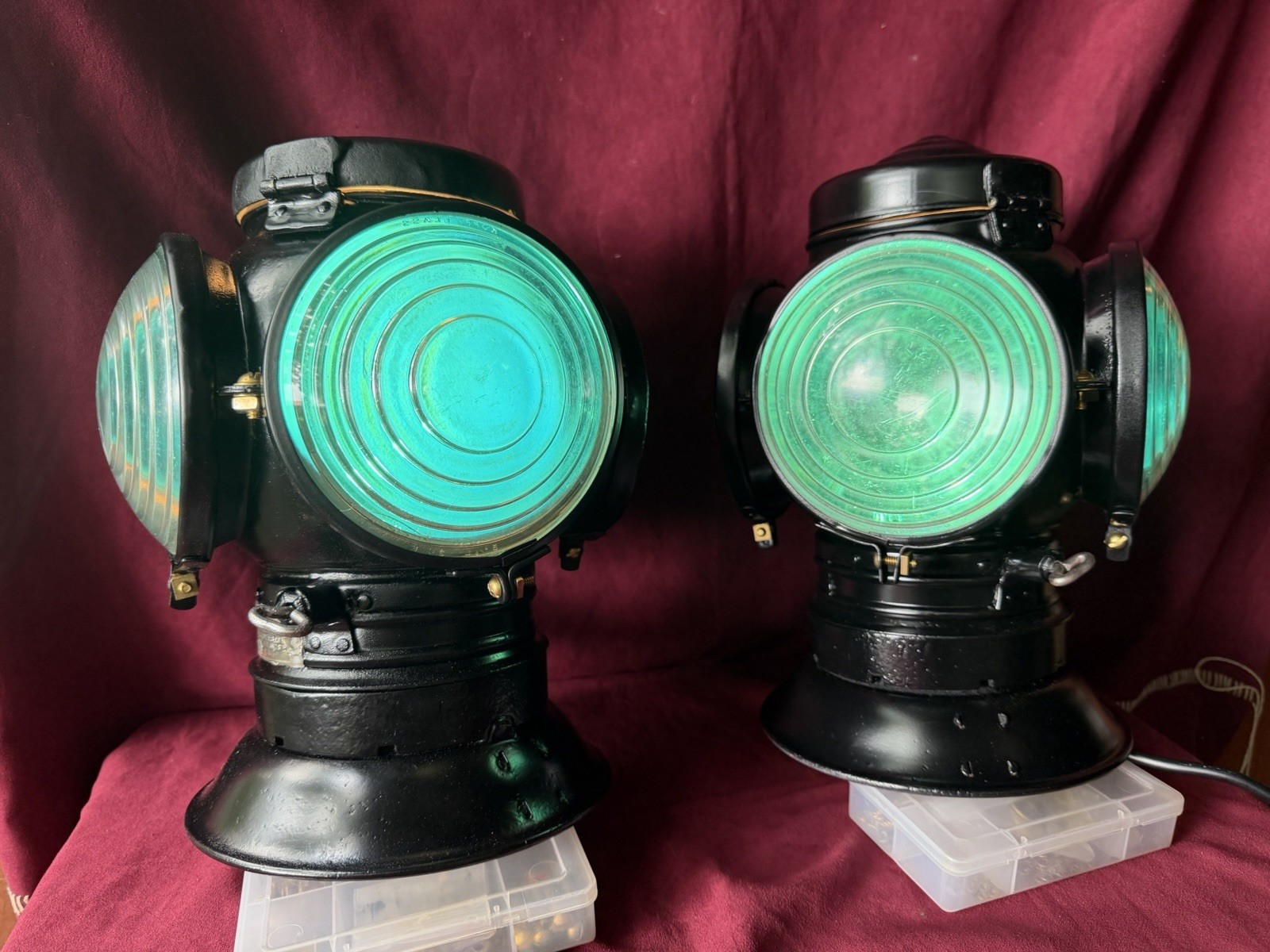 Antique Armspear Railroad Classification Lamps Pair