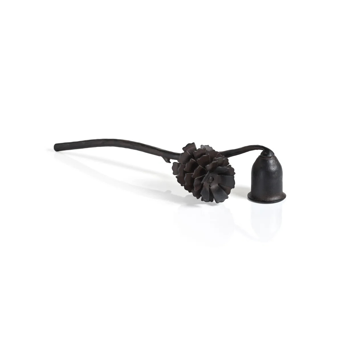 Antique-Look Candle Snuffer  Pinecone Design | Wrought Iron Dark Brown Tabletop