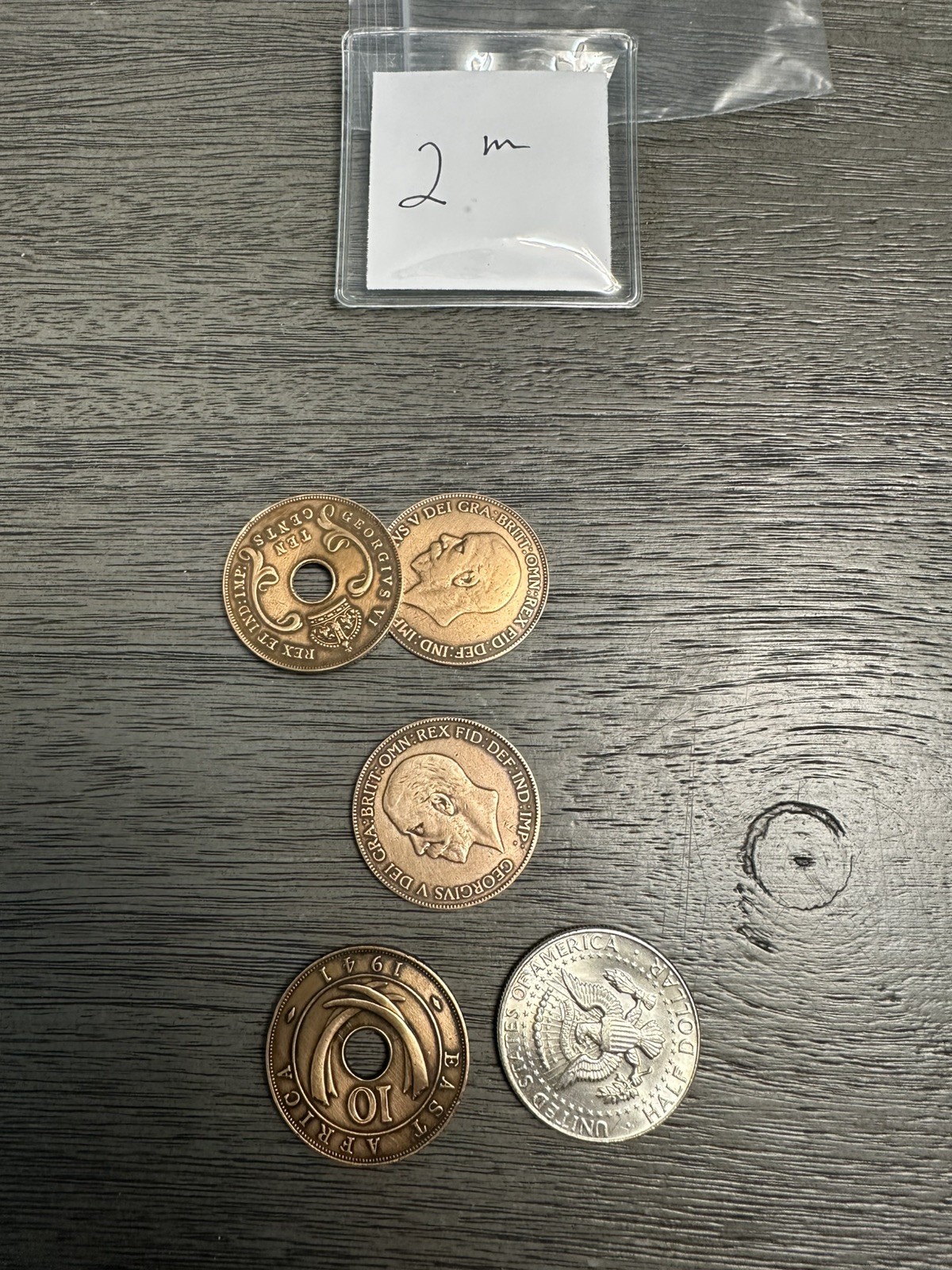 Two copper one silver magic coin set, real silver Kennedy half. 