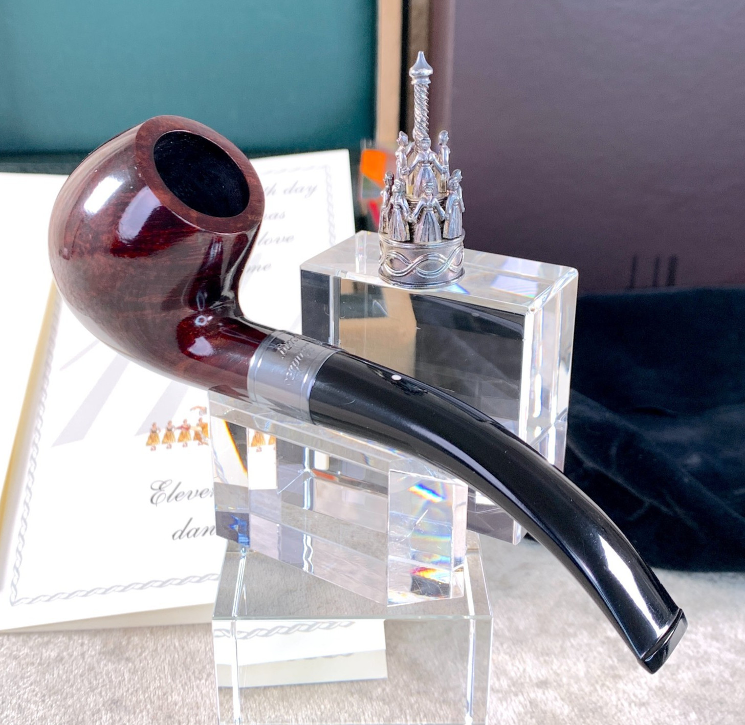 Dunhill Wooden Pipe Limited Edition 925 Sterling Silver Christmas 2003 UNSMOKED