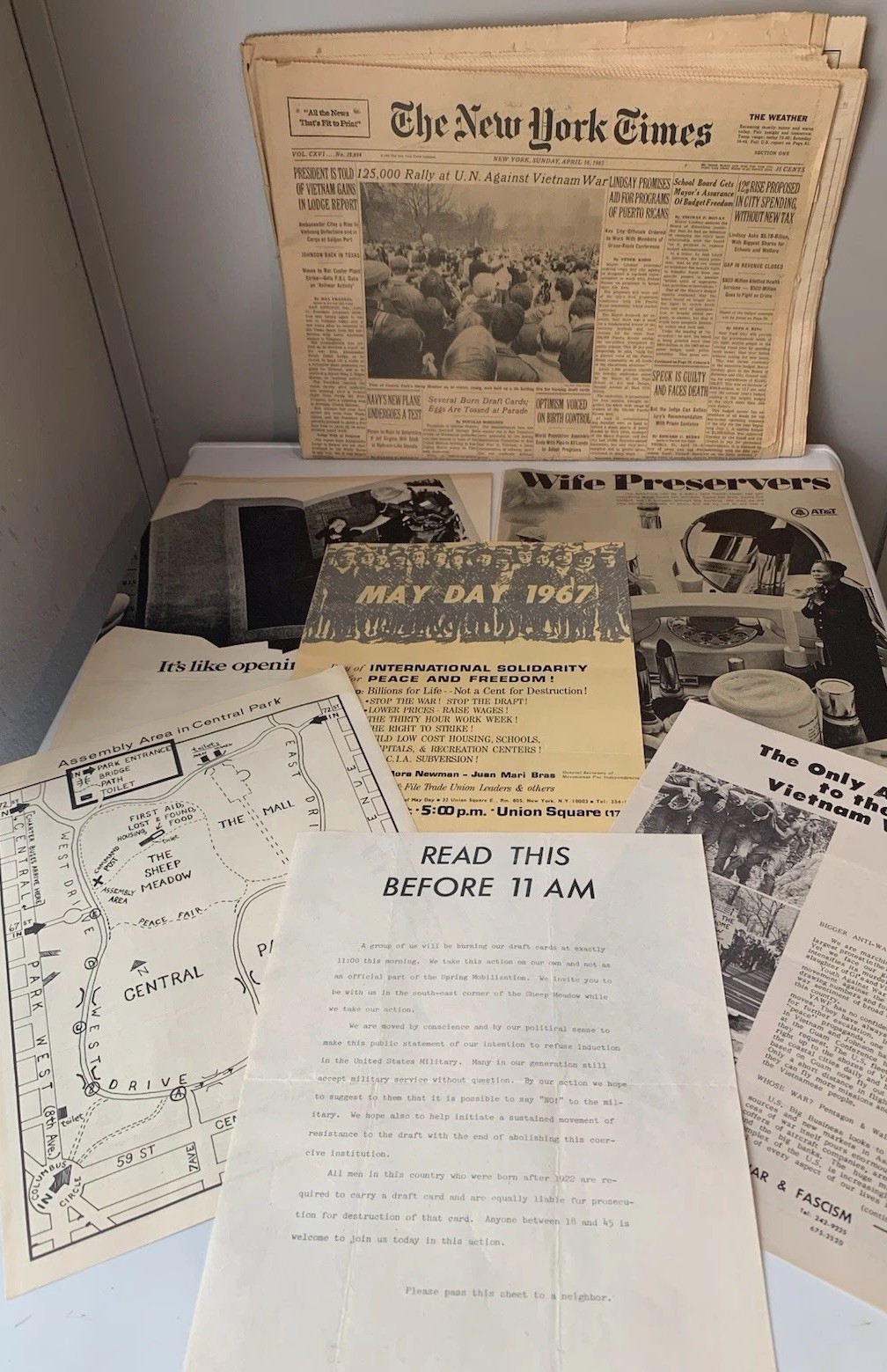“1967 New York Times Newspaper”,map,&protest  Letter  RAlly “Against Vietnam War