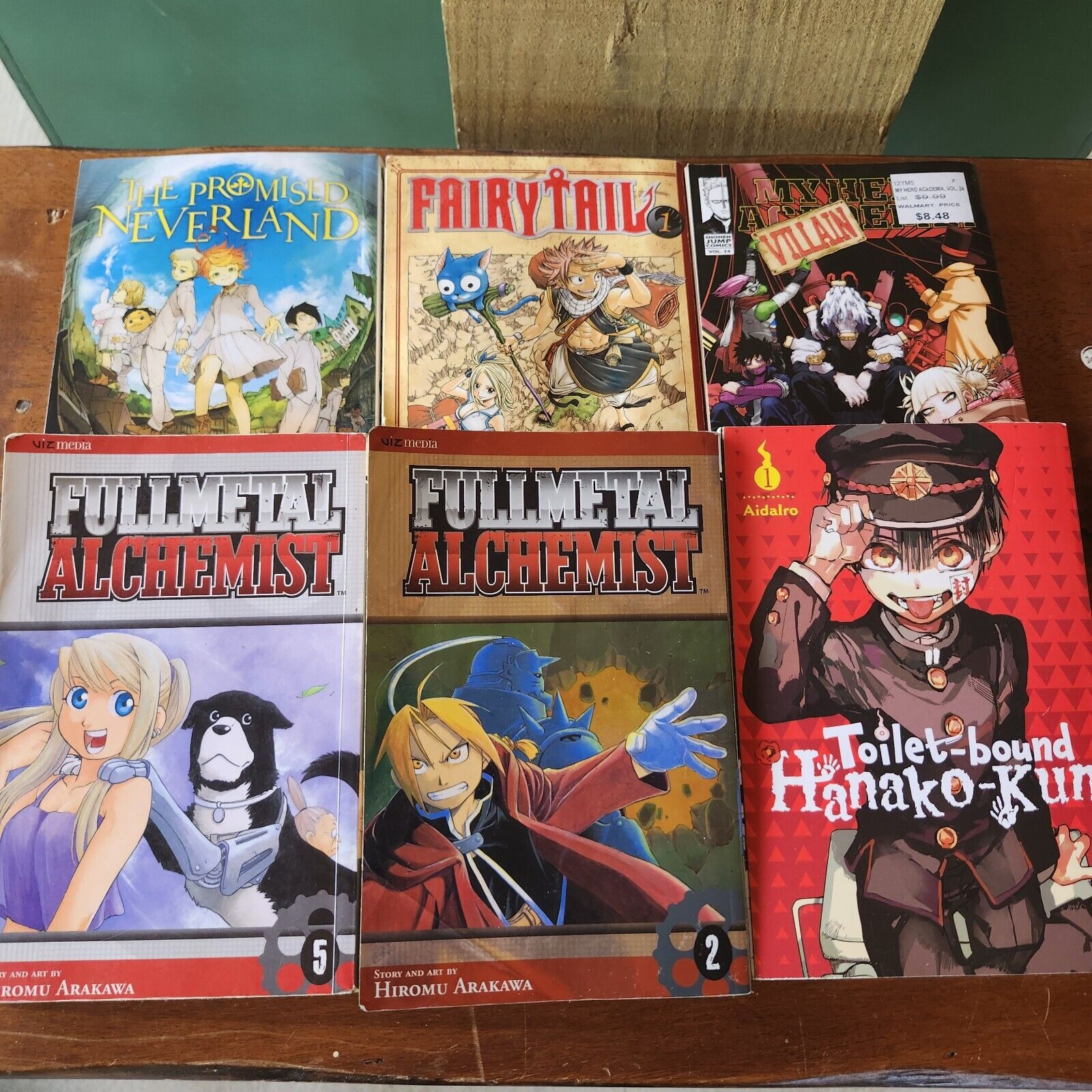 Lot of 6 Manga Anime Books FullMetal Alchemist 2, 5, Neverland, Hero Academia