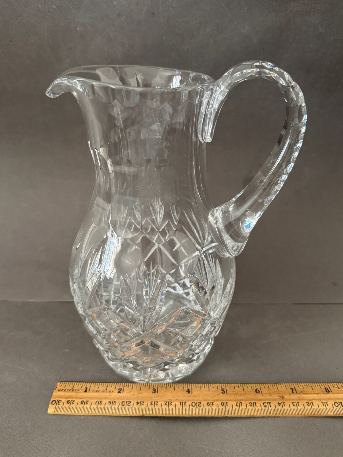 HEAVY LEAD CRYSTAL PINEAPPLE FAN DESIGN PITCHER JUG VINTAGE