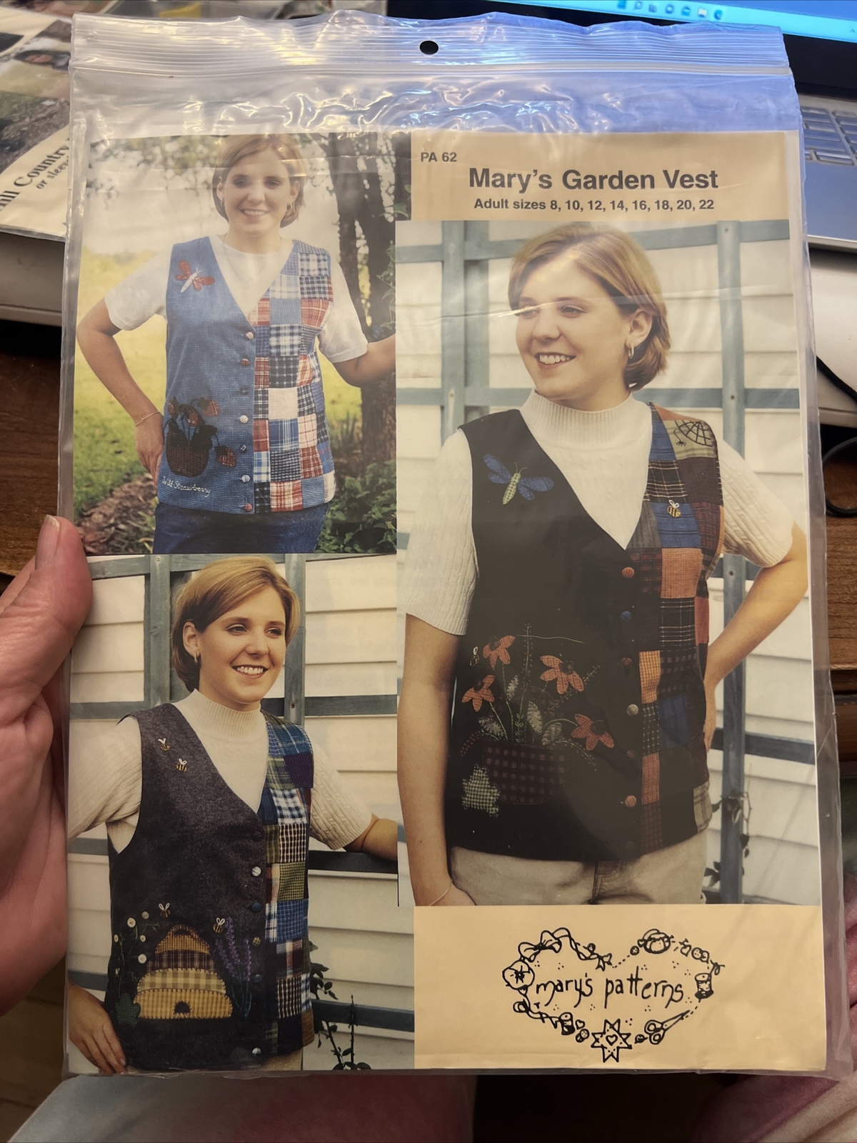 Vintage Mary\'s Garden Vest Size 8-22 Mary\'s pattern Sewing PA62