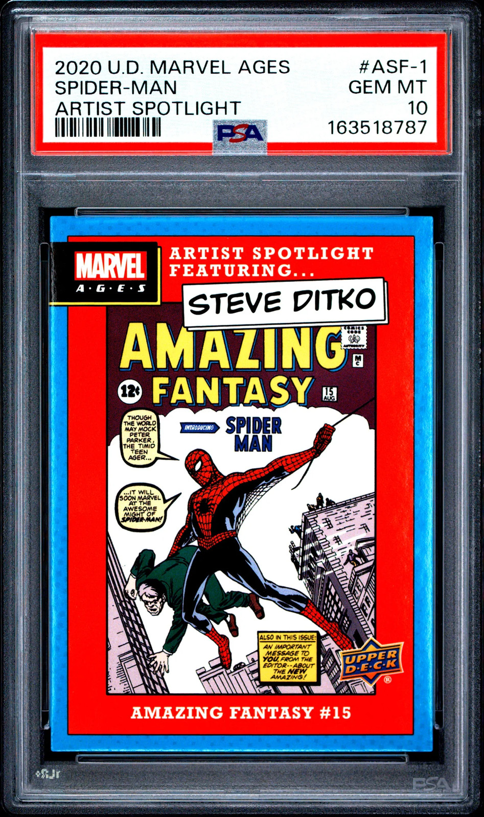 2020 Upper Deck Marvel Ages Artist Spotlight Spider-Man #ASF-1 PSA 10