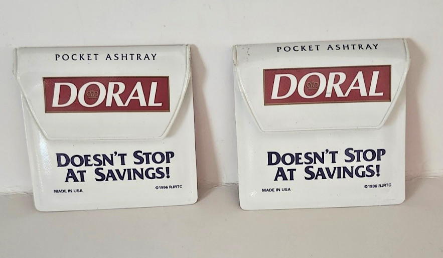 Vintage- Set of 2 1996 DORAL  Cigarette Portable Ashtrays - Never Been Used