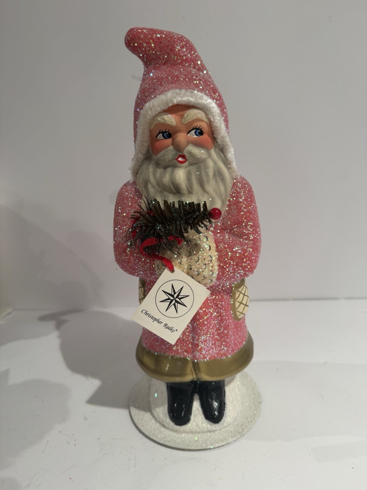 Christopher Radko / Ino Schaller Paper-Mâché Pink Santa Candy Container. Christopher Radko / Ino Schaller Paper-Mâché Pink Santa Candy Container.