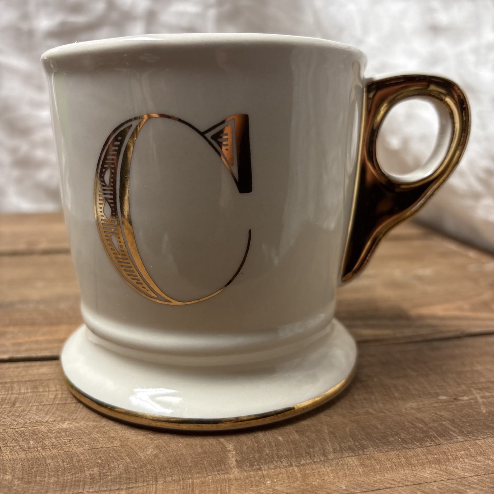 Anthropologie Initial C Gold Trim Alphabet Monogram Coffee Tea Mug Cup