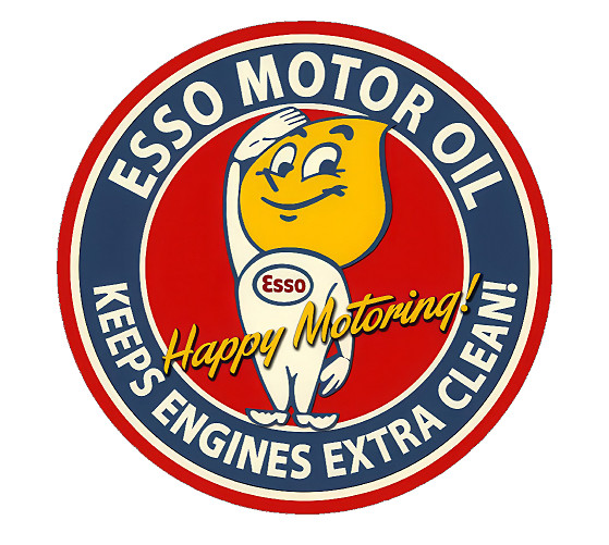 FITS VINTAGE Esso Happy Motoring Gaoline Gas Motor Oil  STICKER DECAL
