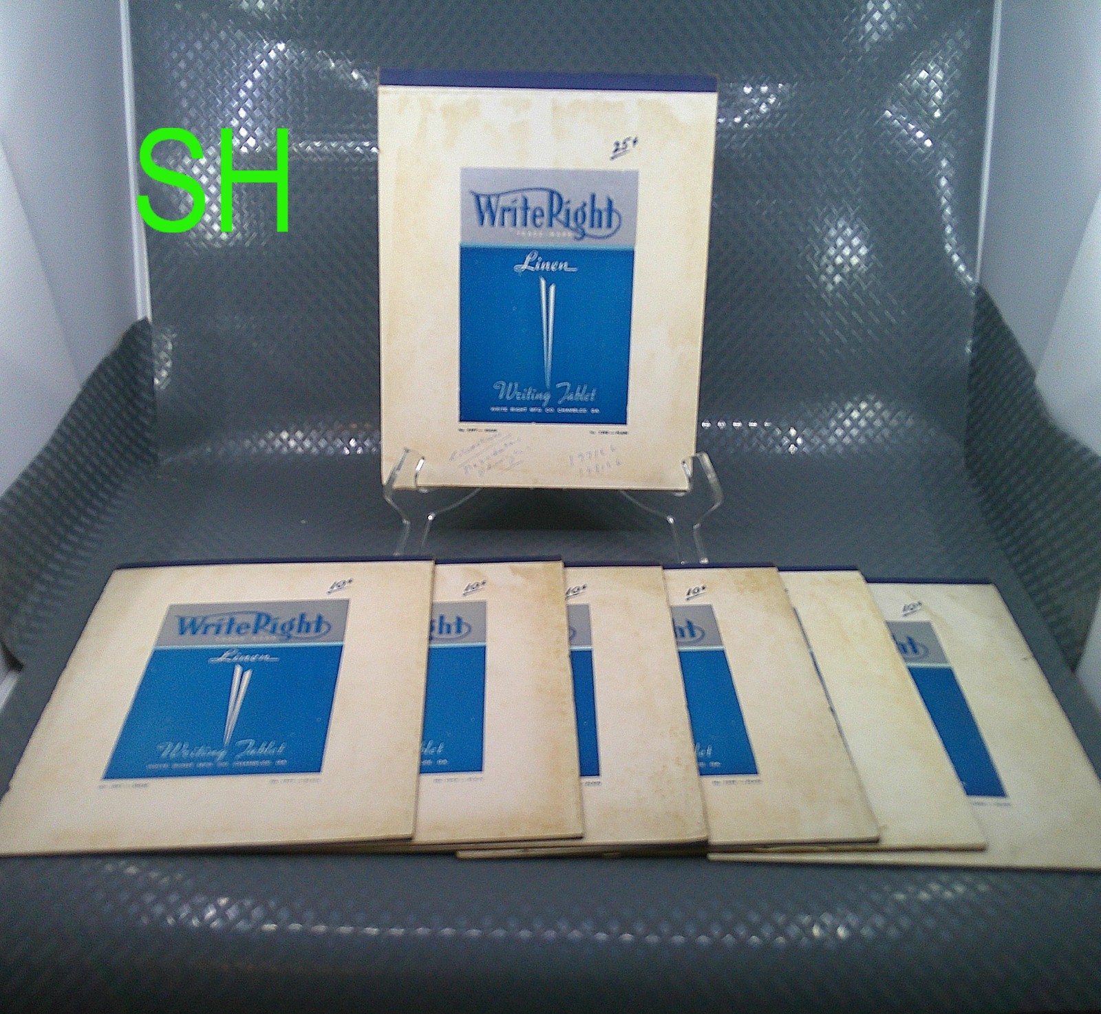 7 Pads Vintage 1960s Write Right Linen Writing Tablets Paper Many New Old Stock