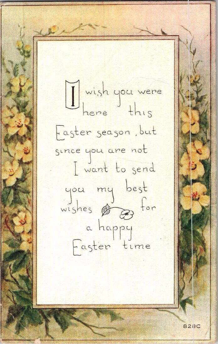 Antique 1917 Easter Flowers Floral F A Owen Postcard
