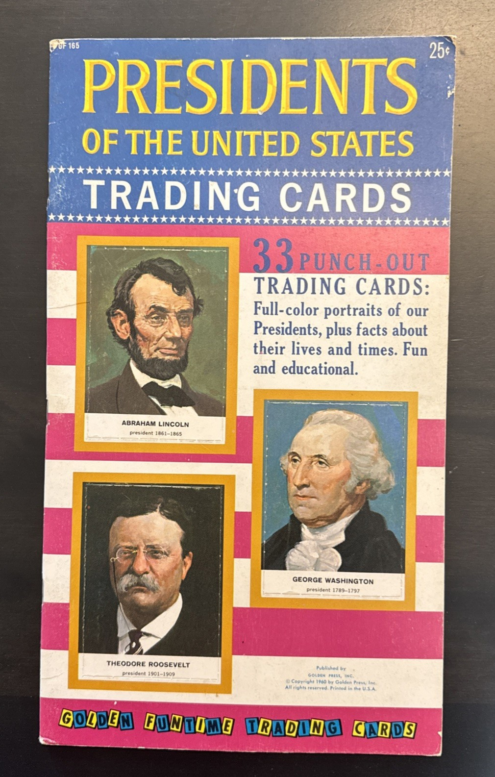 1960 PRESIDENTS OF THE UNITED STATES 33 Punch-Out Trading Cards-Golden Press