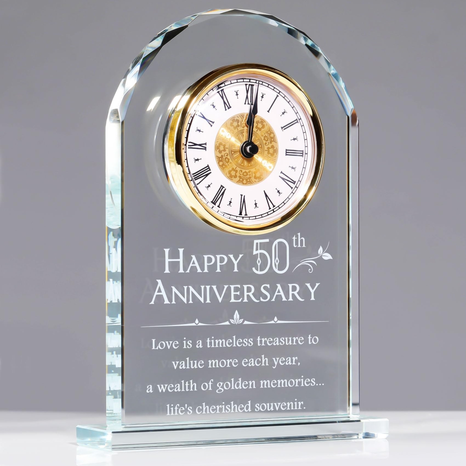 YWHL 50th Wedding Anniversary Quartz Clock Gifts for Parents, 50 Years Golden...