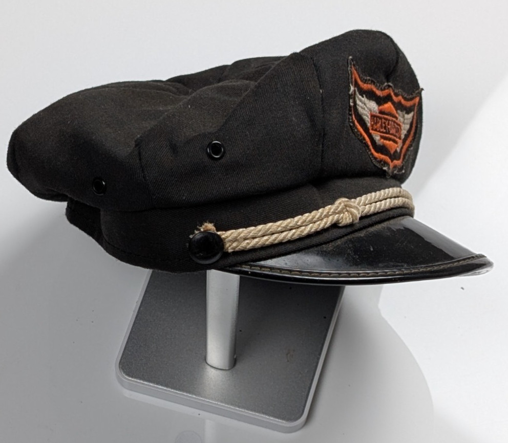 Vtg 1950's Harley Davidson Motorcycle Rider Hat ~ Winged Patch Biker Newsboy Cap