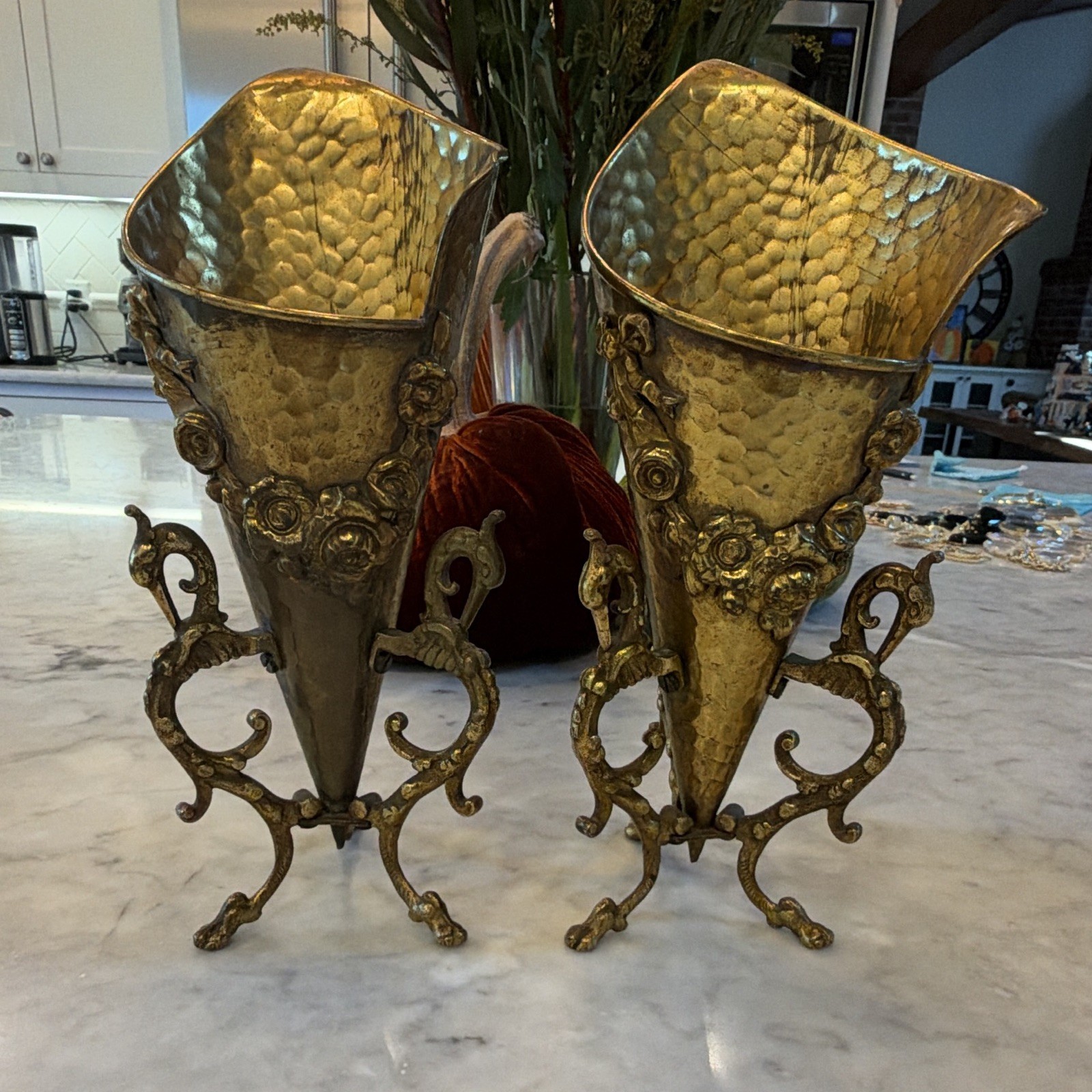 19th Century Antique Hammered Vases