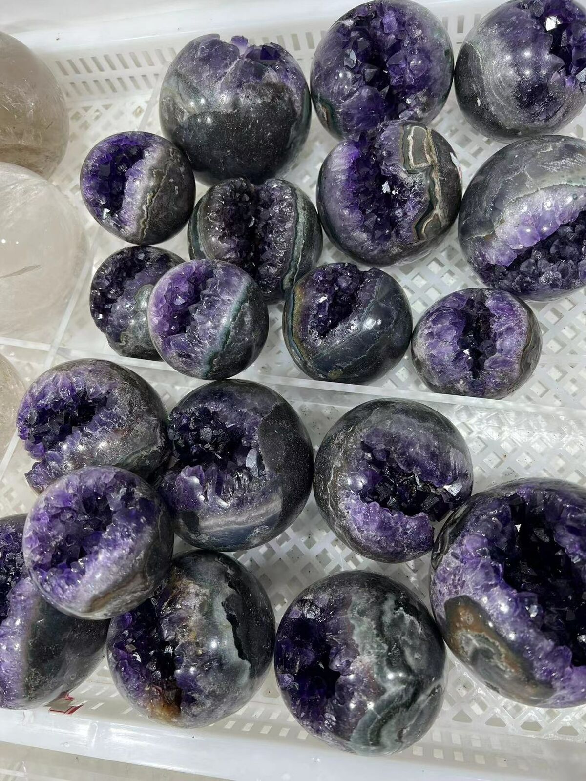 400~1000g Natural Amethyst Geode Crystal Quartz Balls Sphere Reiki Brazil 