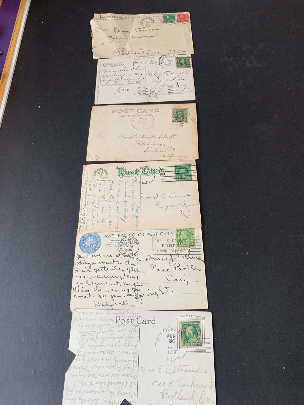 Lot of 6 Vintage US Postcards & Covers 1905-1935 RPPC California Oregon History 
