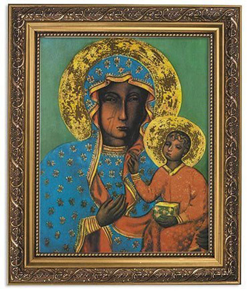 Ornate Gold Finish Our Lady of Czestochowa Icon Framed Print, 10 Inch