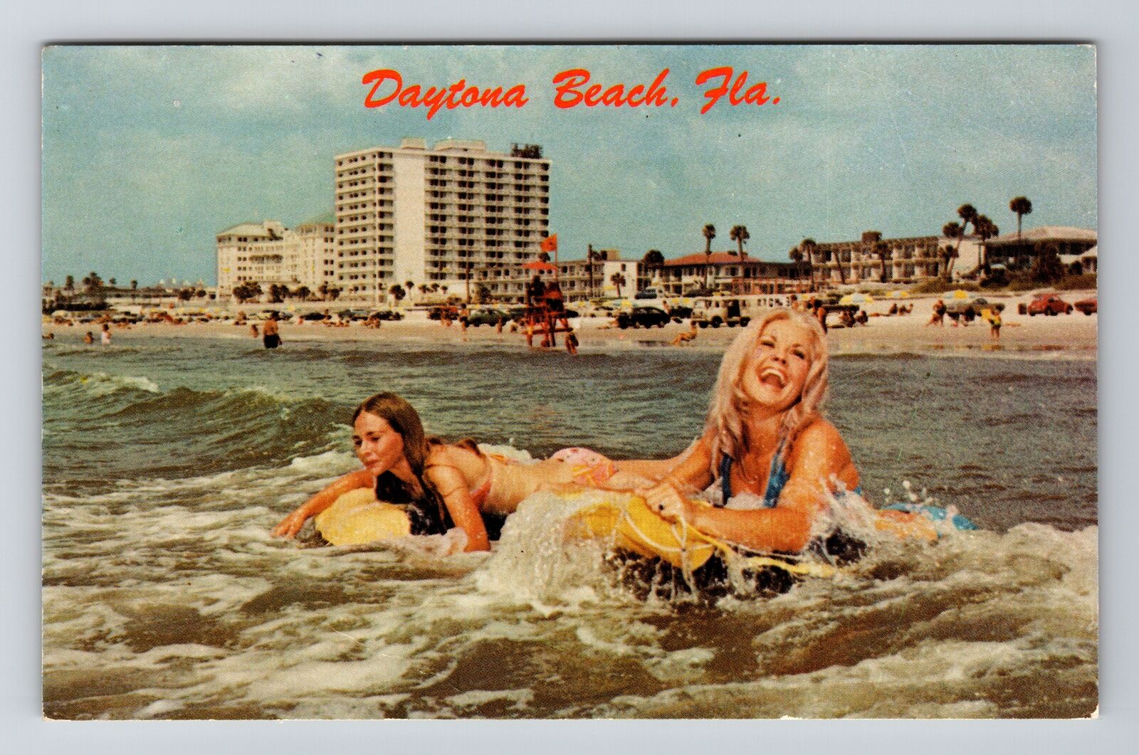 Daytona FL-Florida, Floating in Water, Vintage Postcard