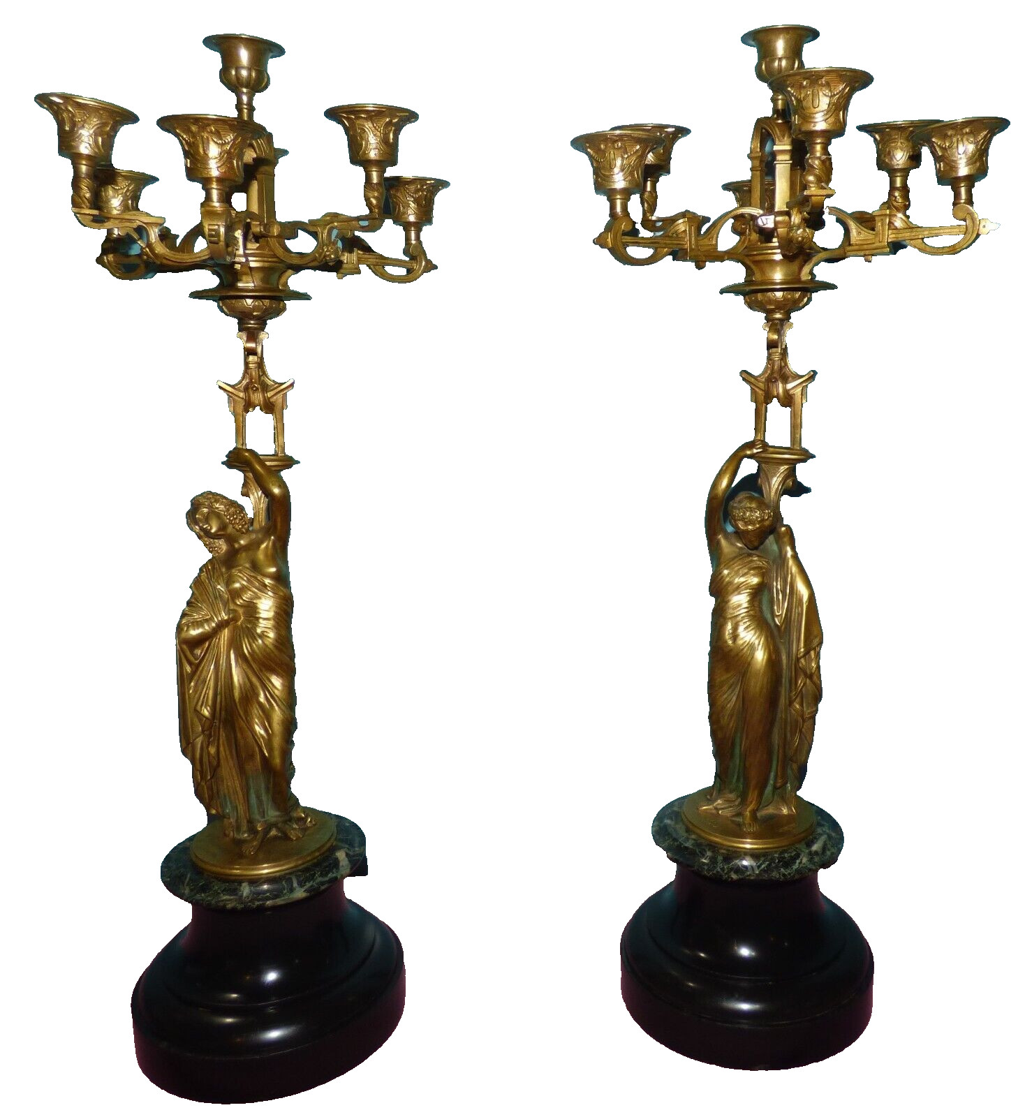 Pair French Neo Classical Bronze Figural Candelabras James Pradier, Susse Fres