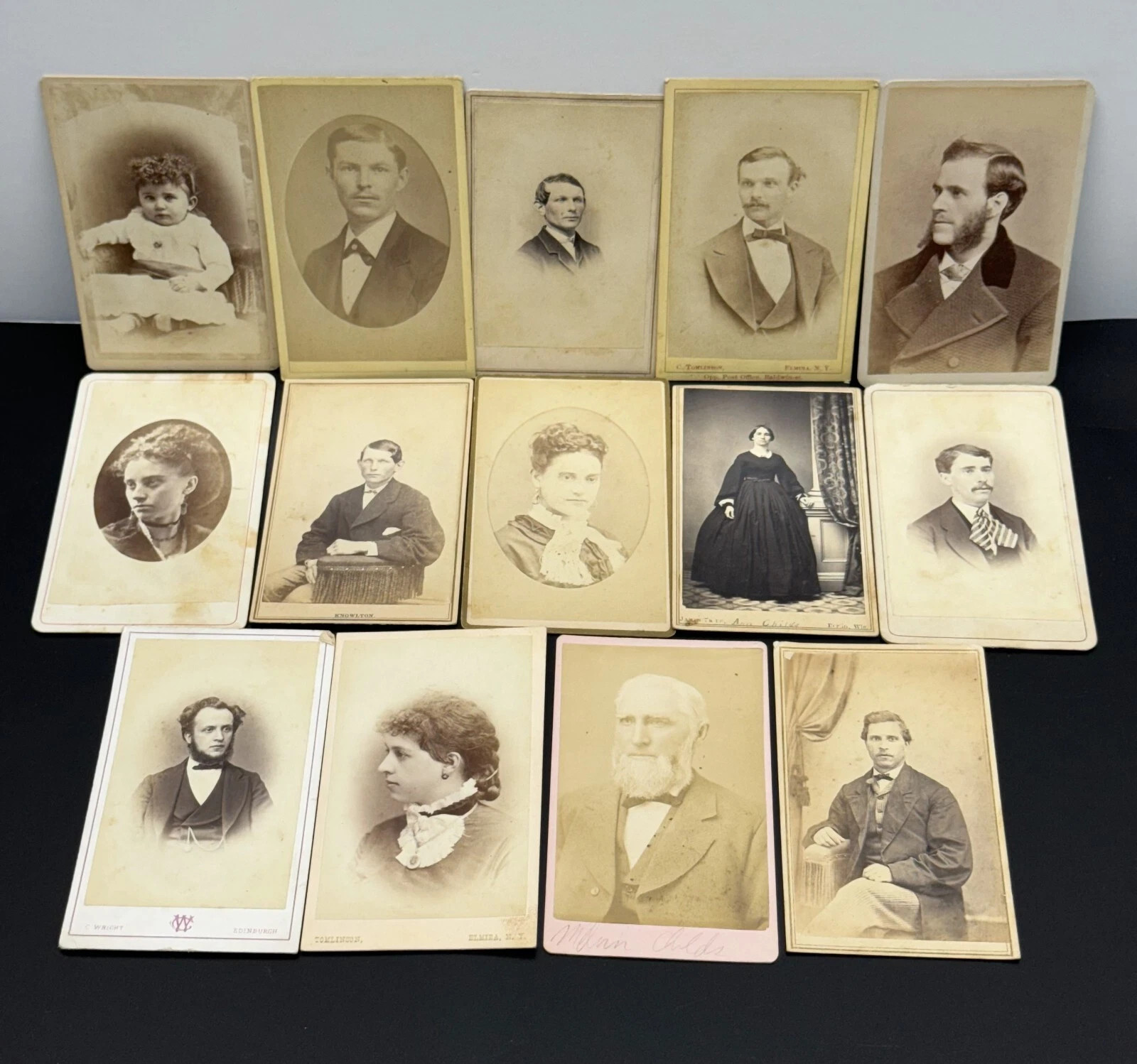 CDV Cabinet Card Photo Lot of 14 Antique 19th Century Victorian Era NY PA WI