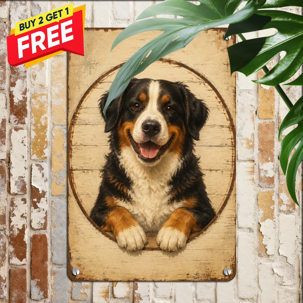 Happy Smiling Puppy Dog Faithful Pet Portrait Metal Tin Sign 8x12 Artwork