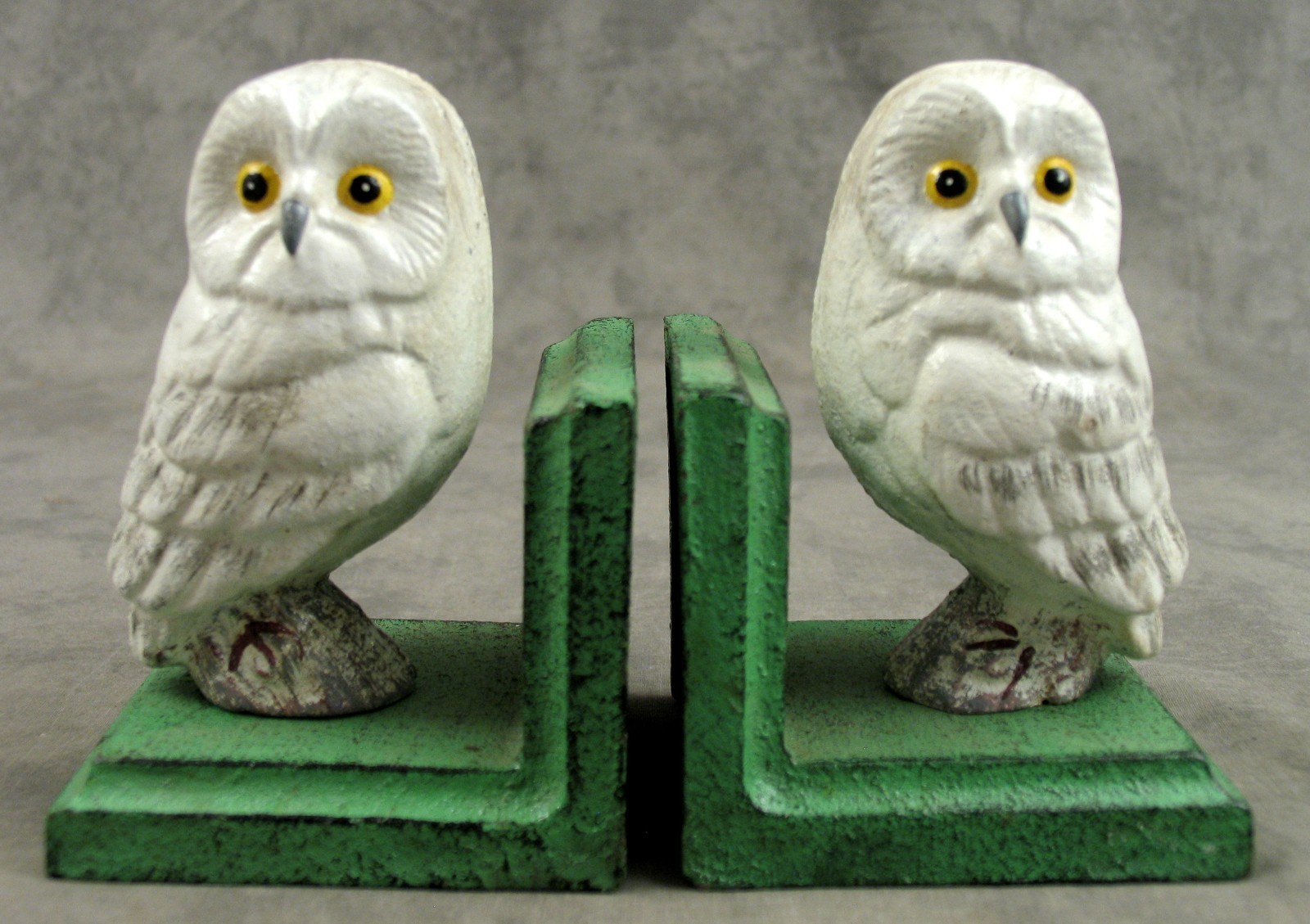 Pair WISE SNOWY OWL Cast Iron BOOKENDS Heavy Vintage Syle NEW