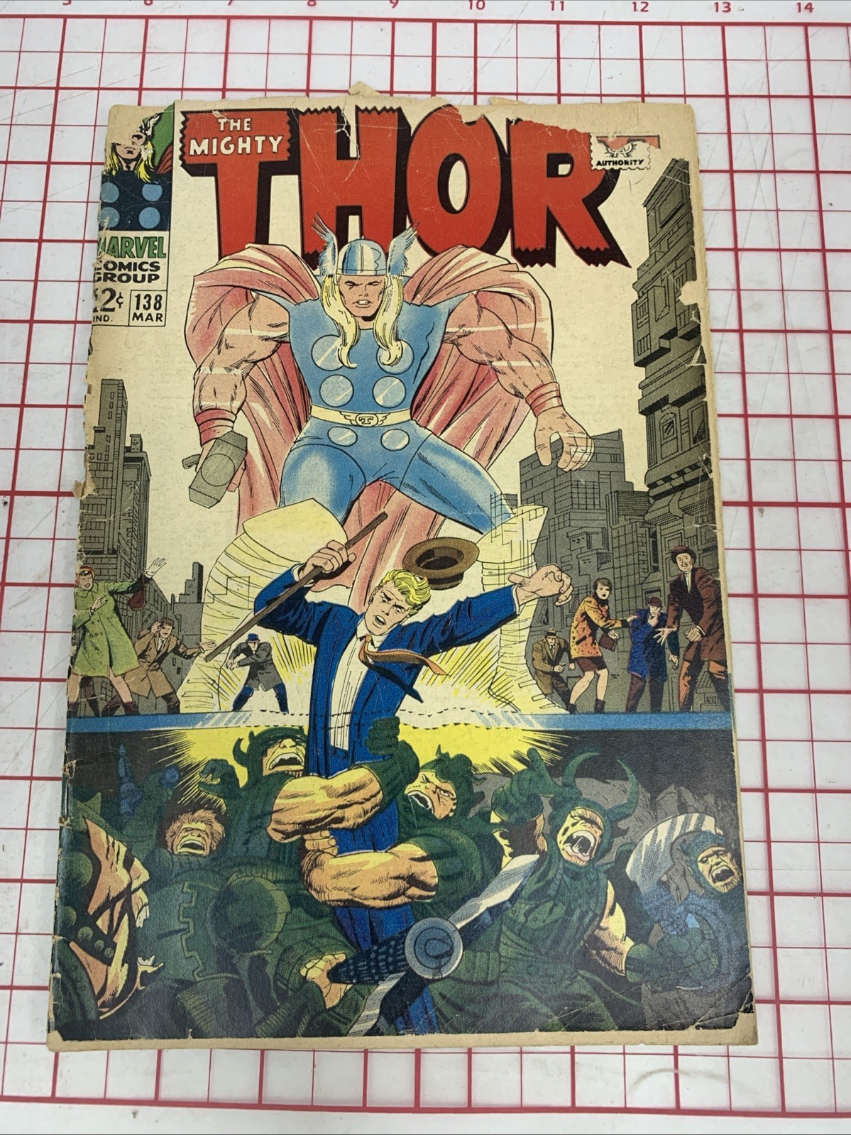 The Mighty Thor 138 Marvel 1967 Fingerprints On Cover Stan Lee And Jack Kirby FR