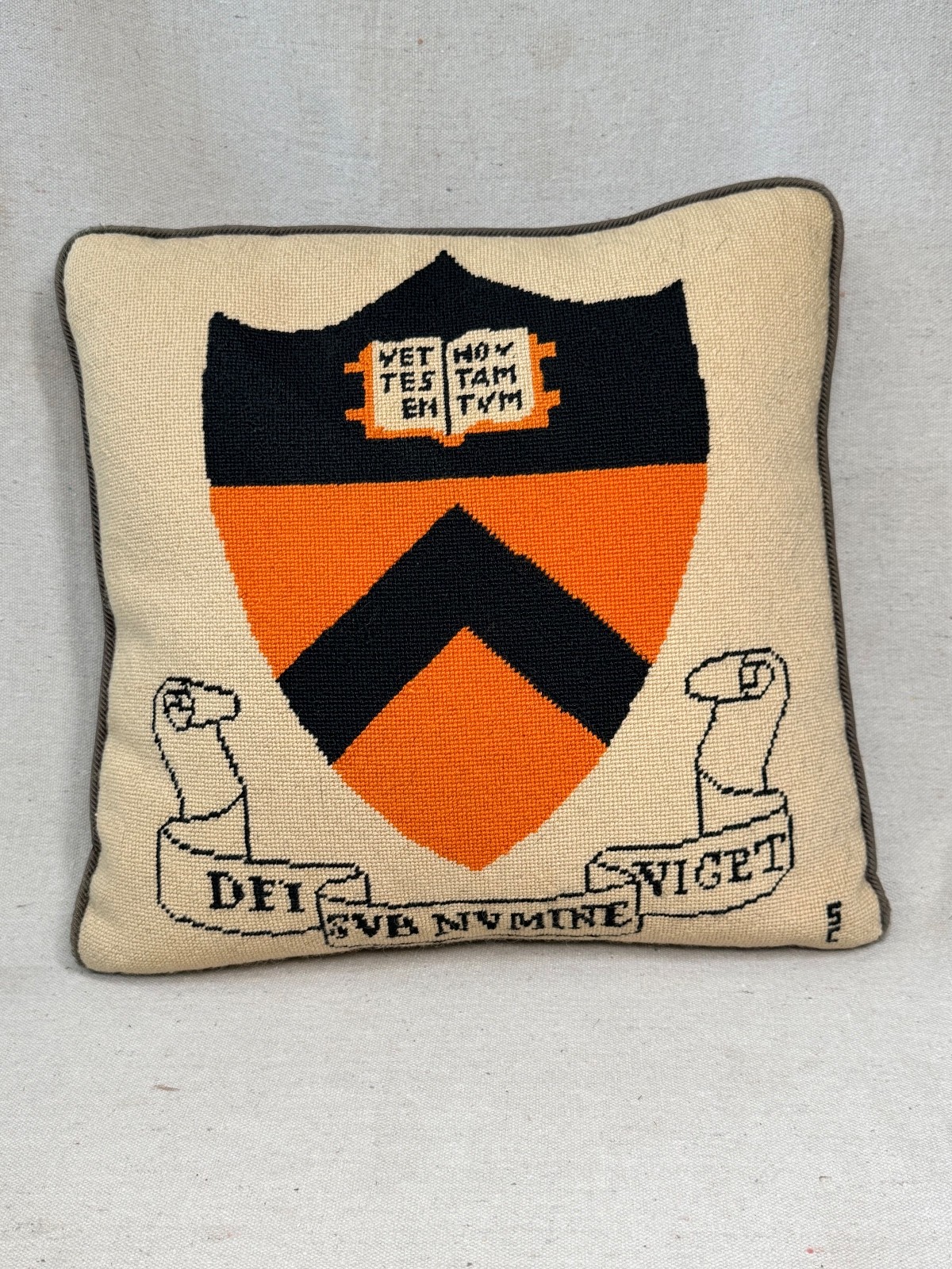 Vintage 1950's PRINCETON UNIVERSITY Coat of Arms Needlepoint Pillow Vintage 1950's PRINCETON UNIVERSITY Coat of Arms Needlepoint Pillow