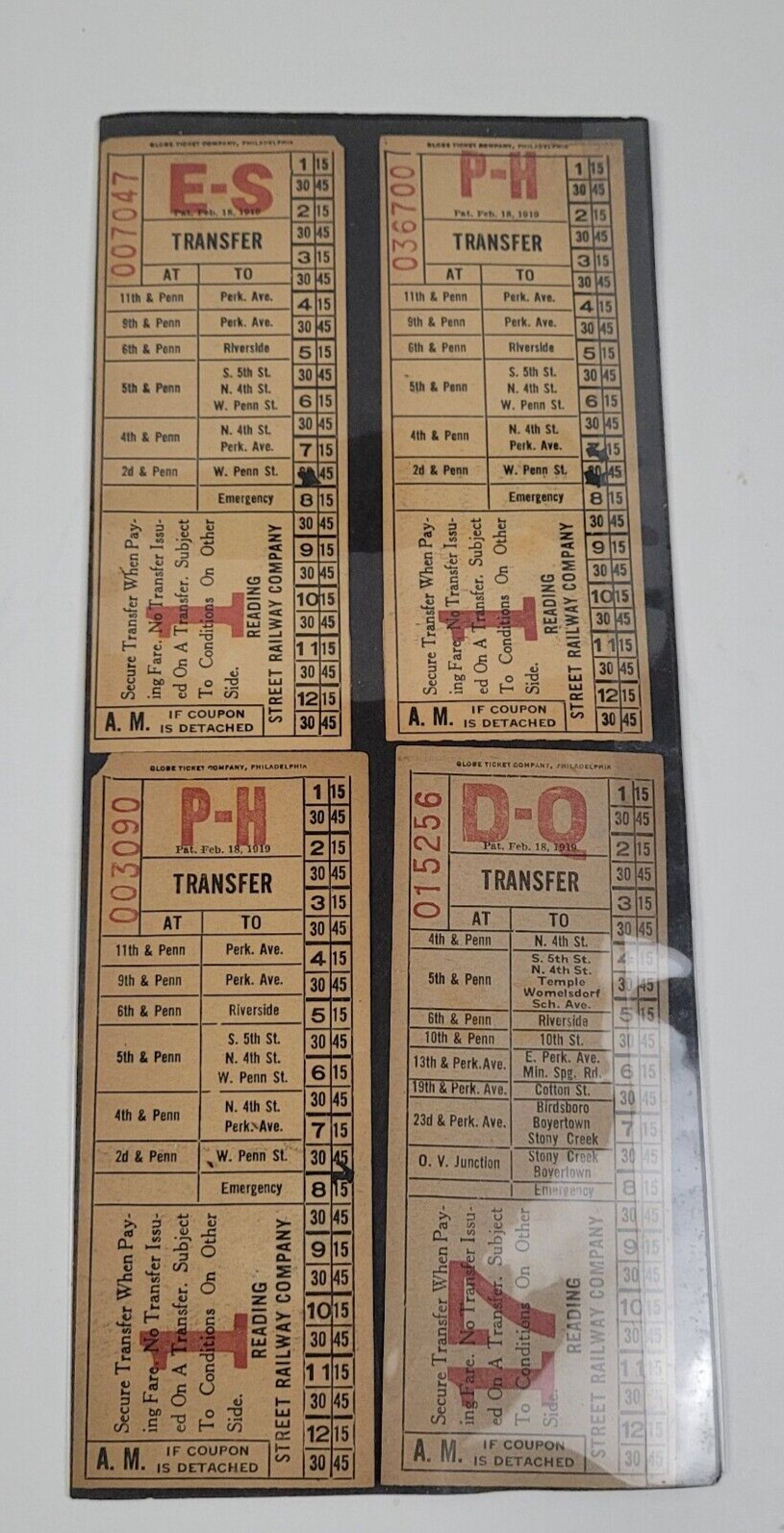 Lot 7 Antique 1900s Reading Street Railway Company Trolley Tickets