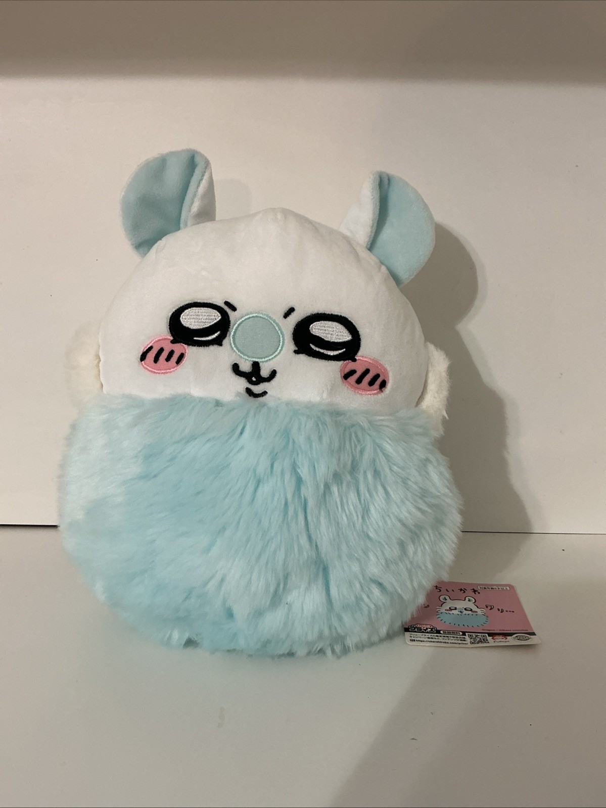 Chiikawa Funwari Momonga Fluffy Big Plush Toy Doll 11in White Light Blue Stuffed