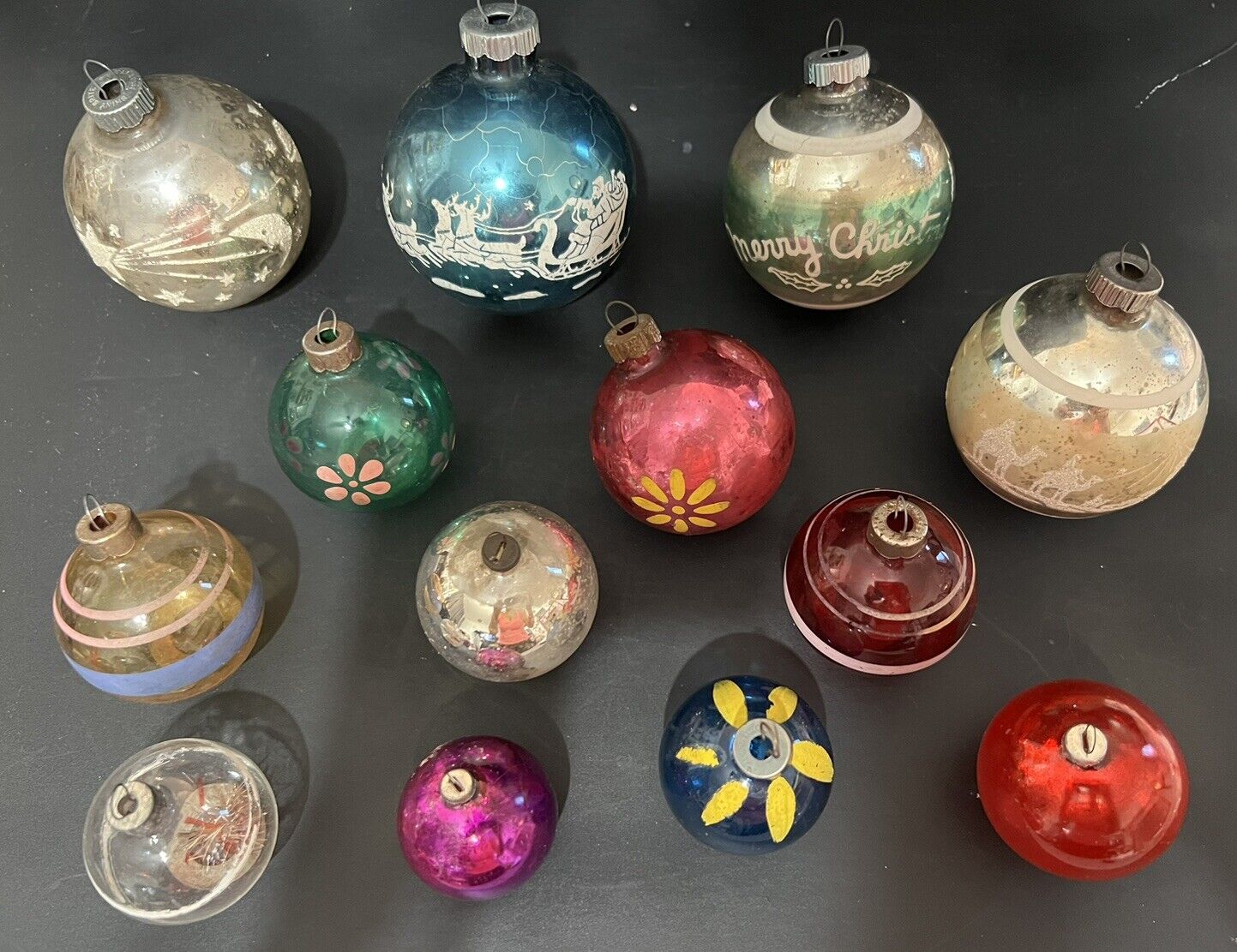 Vintage Christmas Ornaments Misc Lot Of 13 Shiny Brite USA/Japan Unsilvered