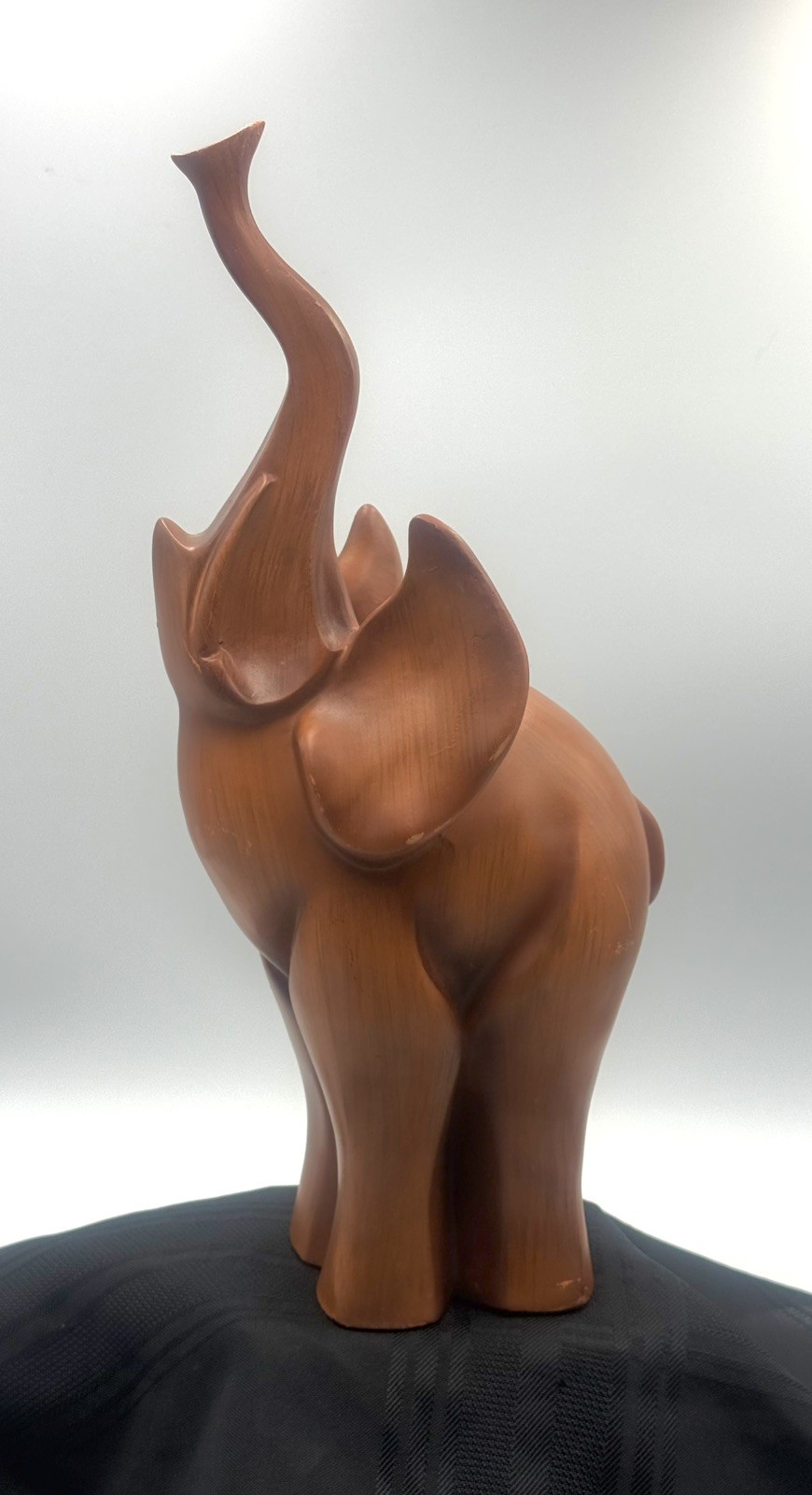 Beautiful Vintage Faux Teak Wood Elephant Carving Sculpture 13”