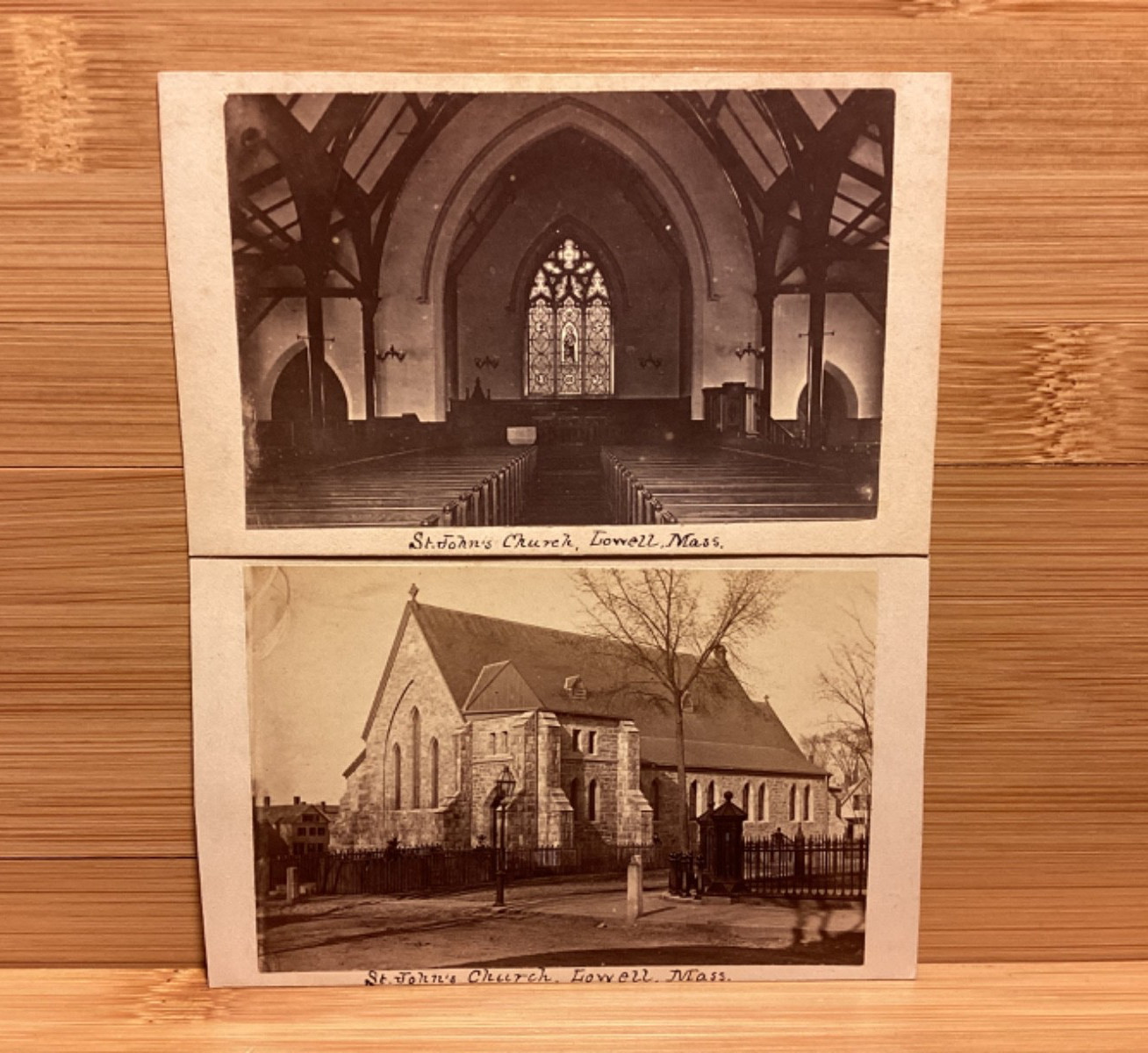 C. 1890s St. John’s Church, Lowell, Mass RARE Carte De Visites CDVs - Coggeshall