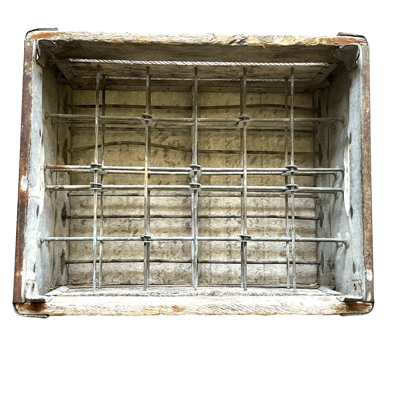 Vintage Antique Young\'s Dairy Metal Wooden Milk Crate Farmhouse Decor