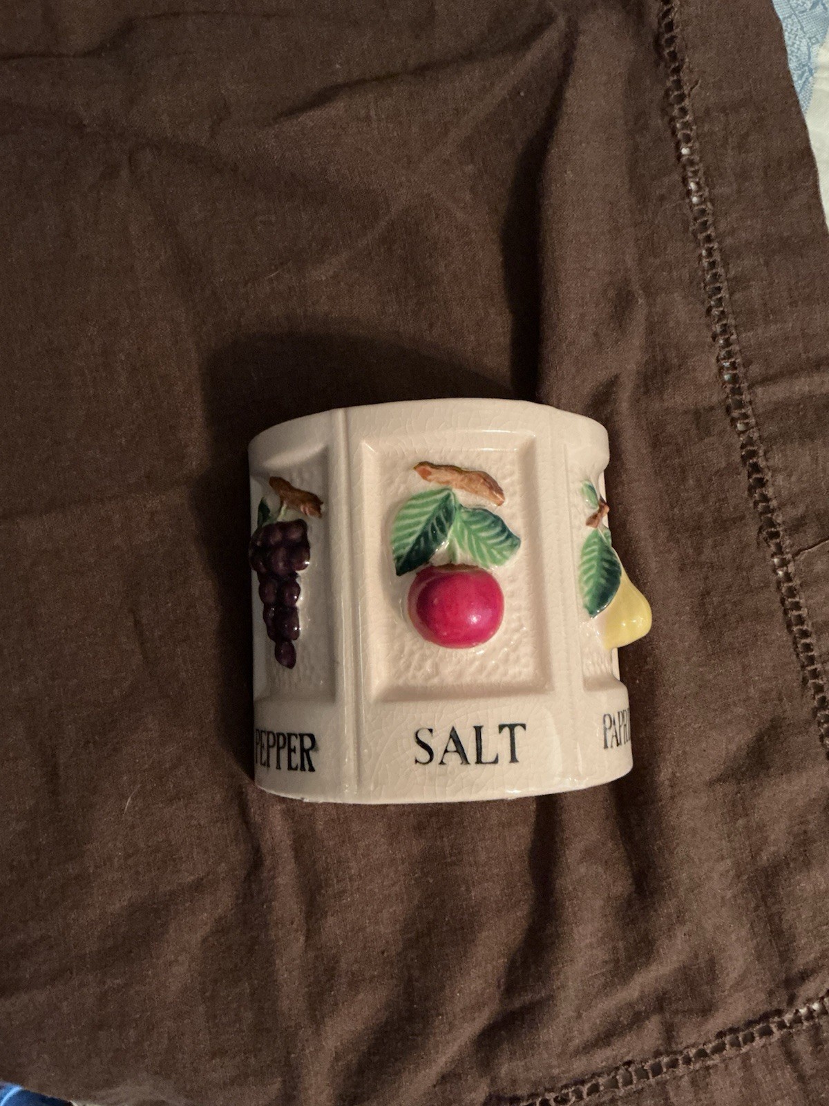 Unusual 1950s Wall Pocket, Hand Painted With Fruit